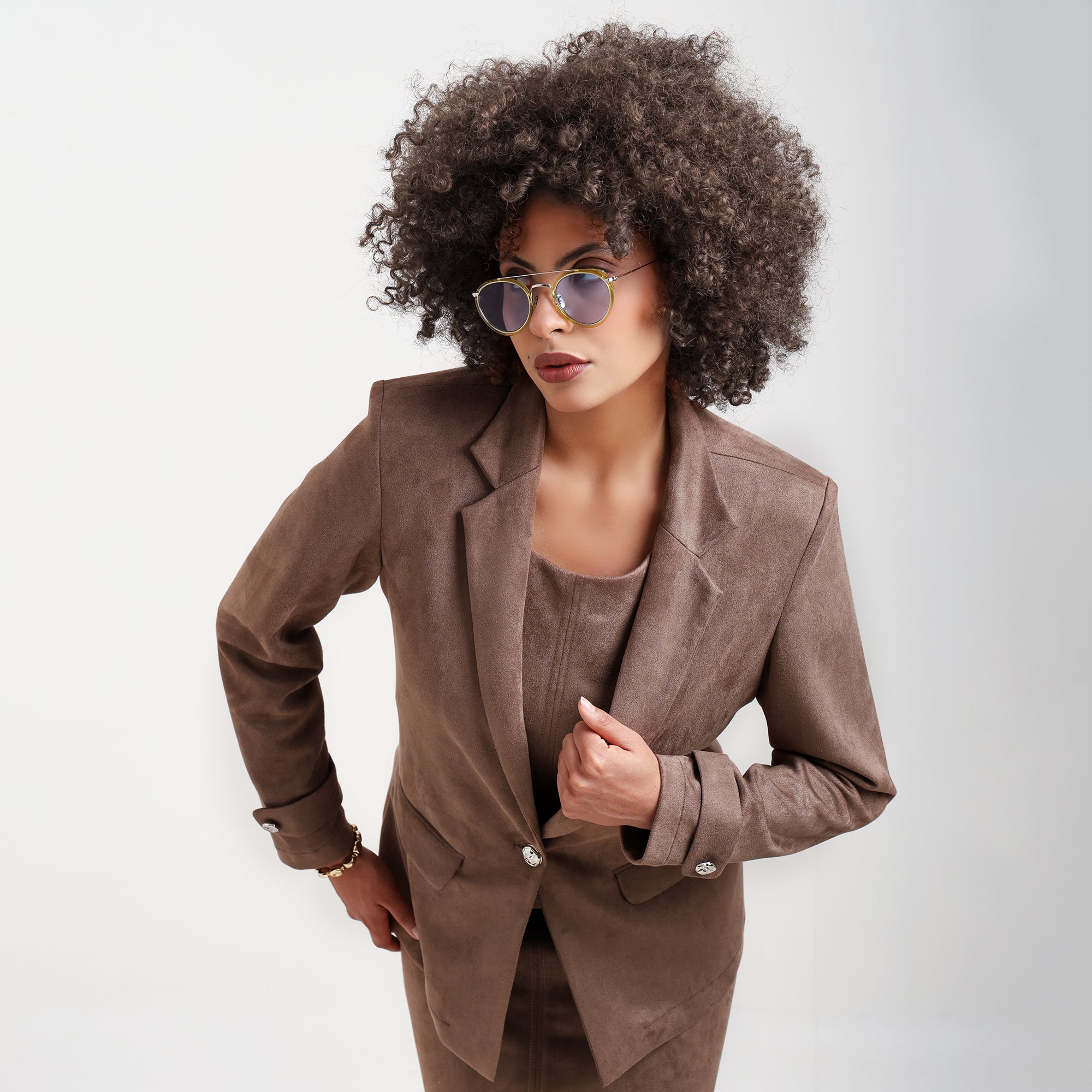 Brown Suede Jacket With Long Sleeve