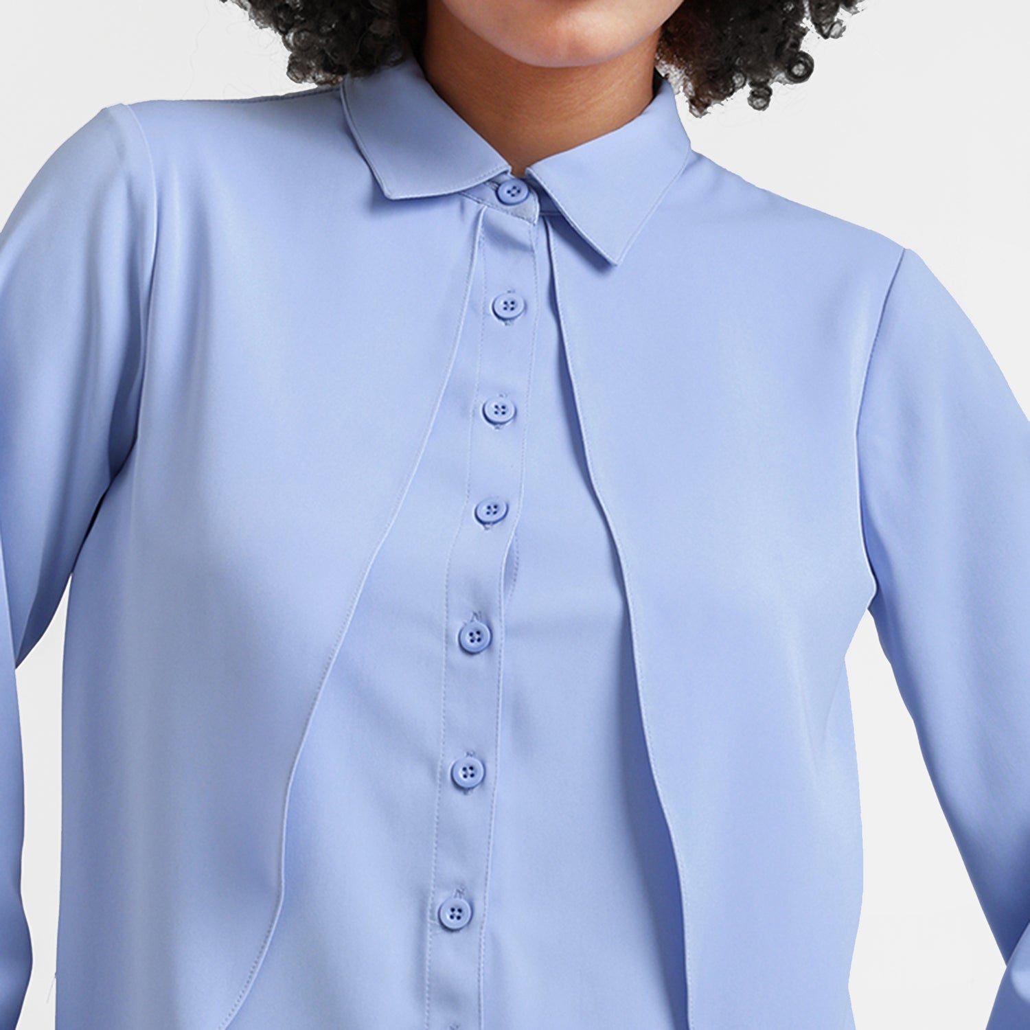 Blue Double Layer Asymmetrical Top