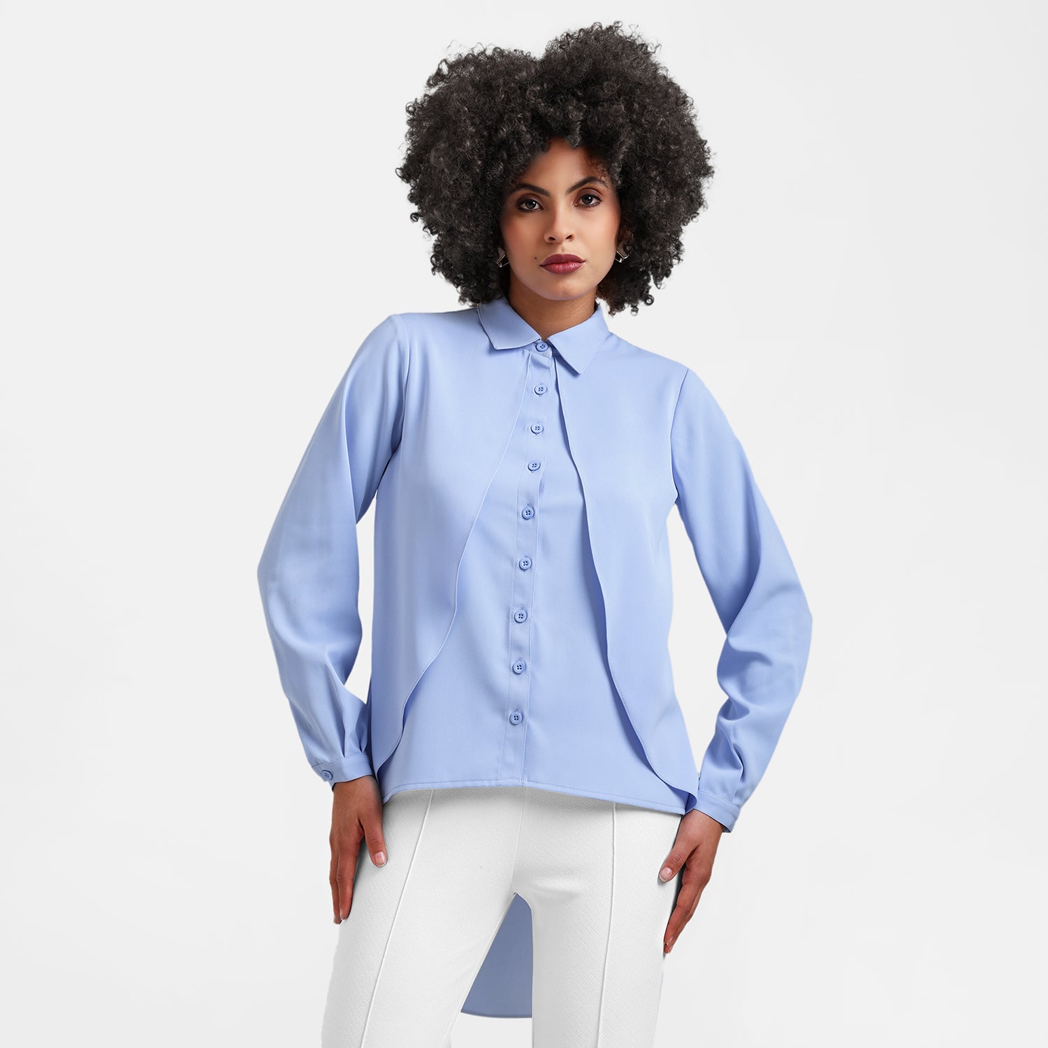 Blue Double Layer Asymmetrical Top