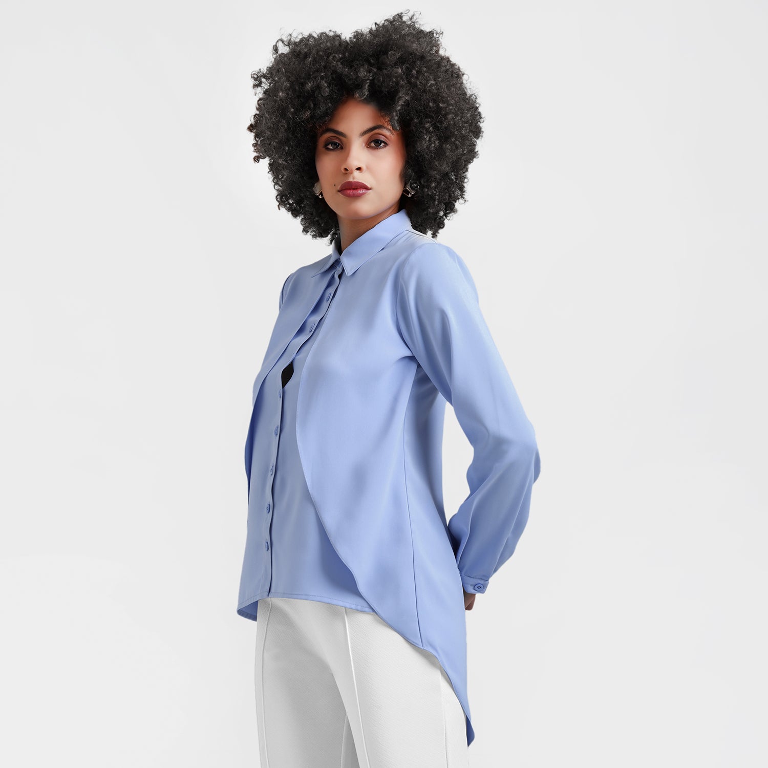 Blue Double Layer Asymmetrical Top