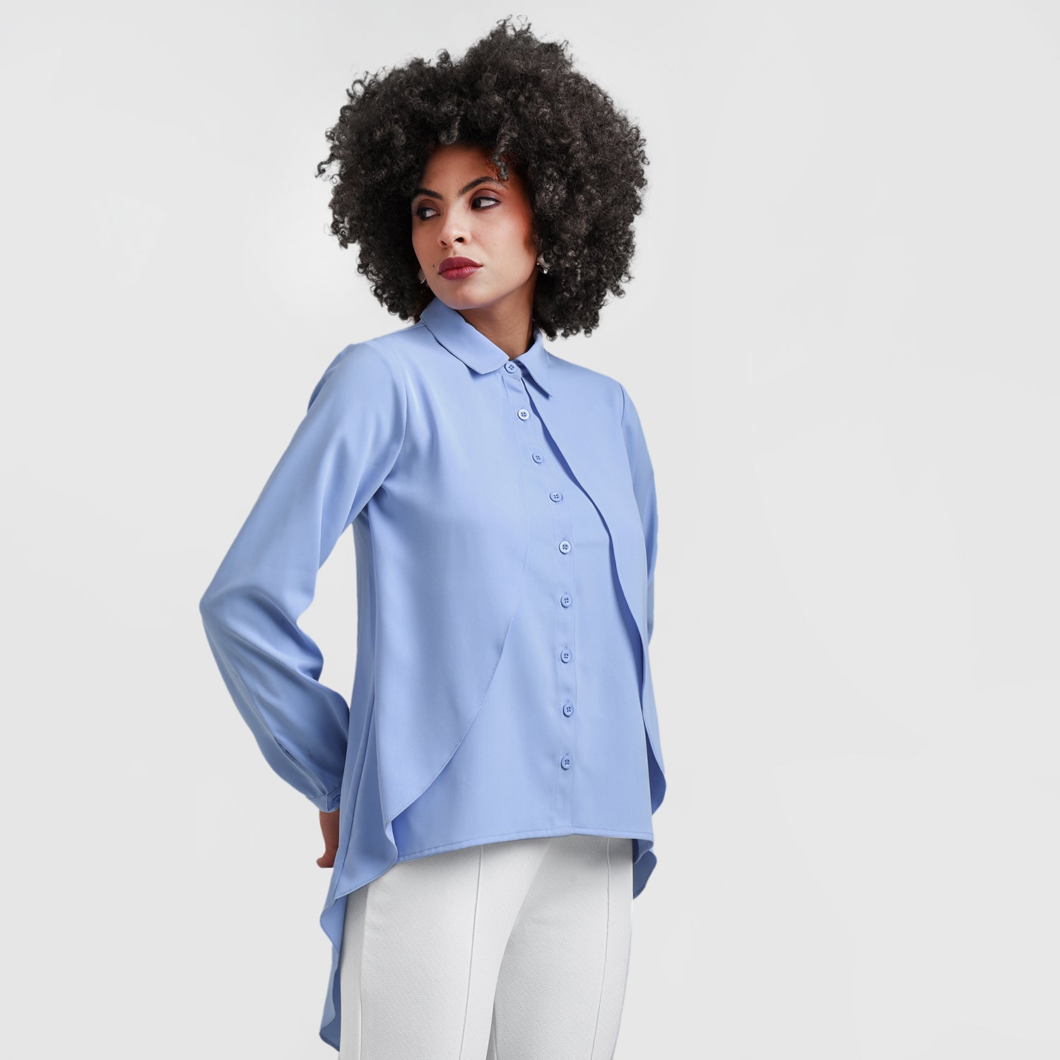 Blue Double Layer Asymmetrical Top