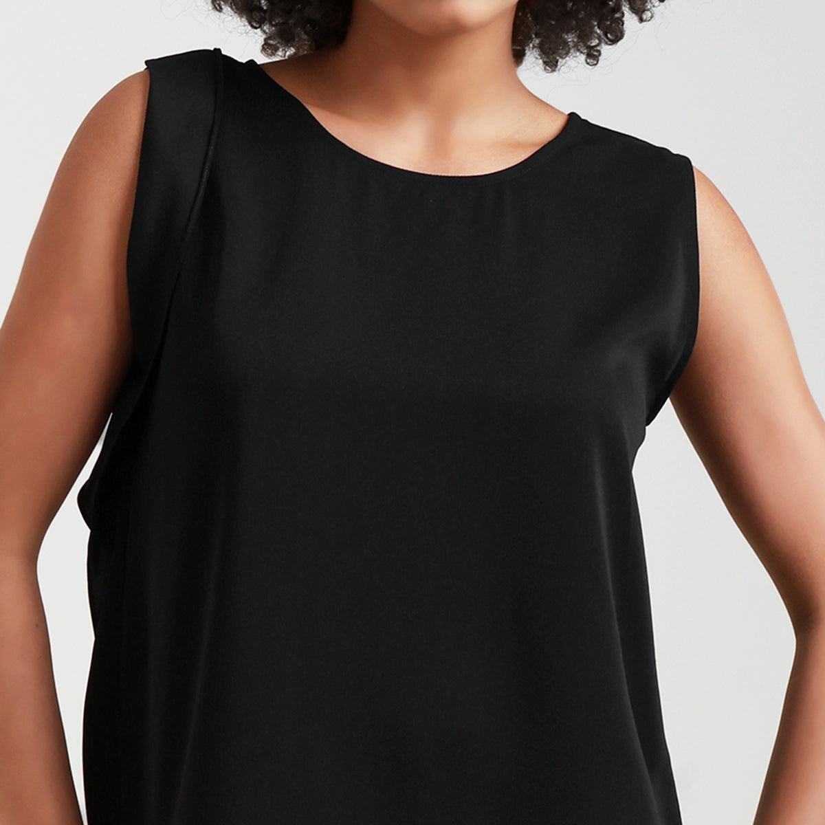 Black Crepe Side Frill Top