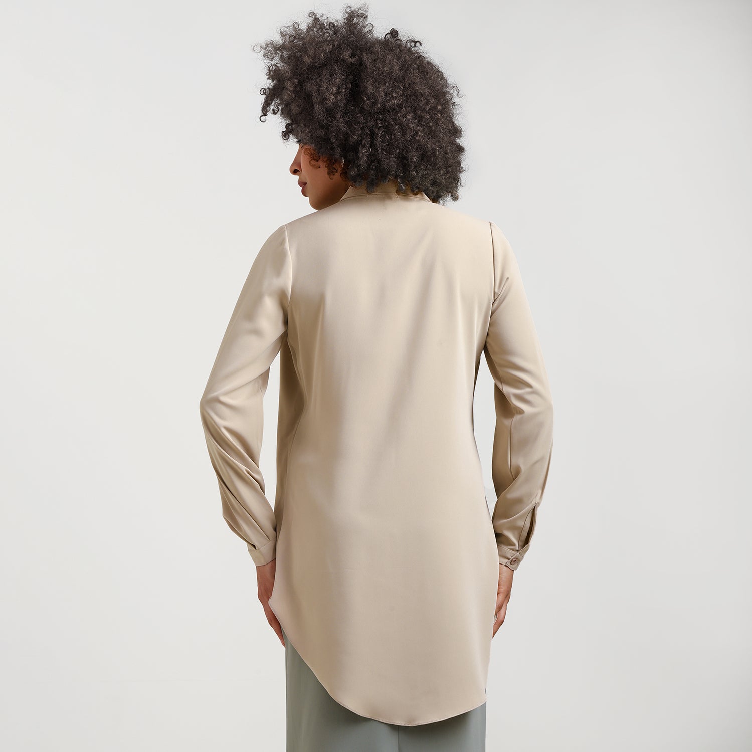 Beige Double Layer Asymmetrical Top
