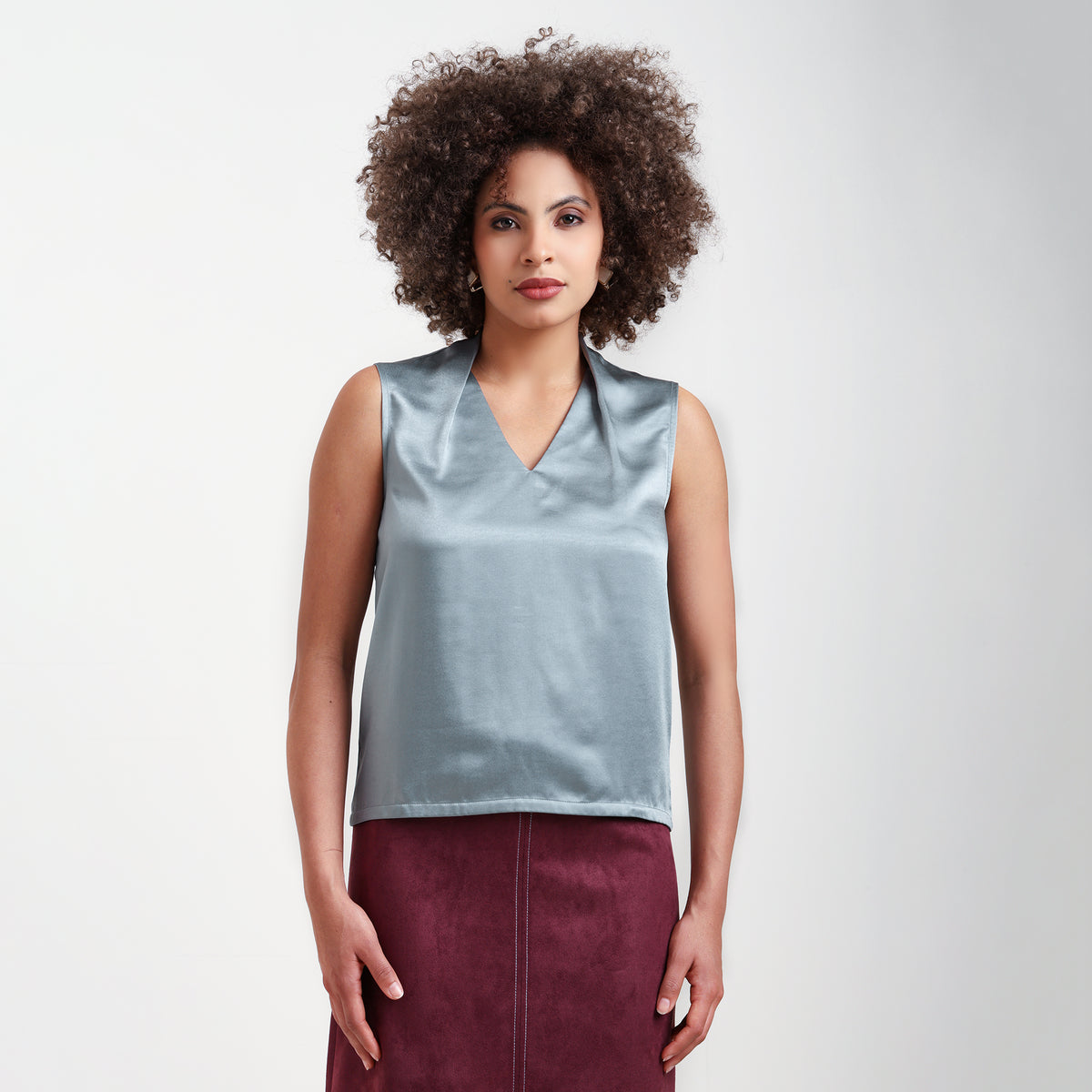 Blue Satin Top