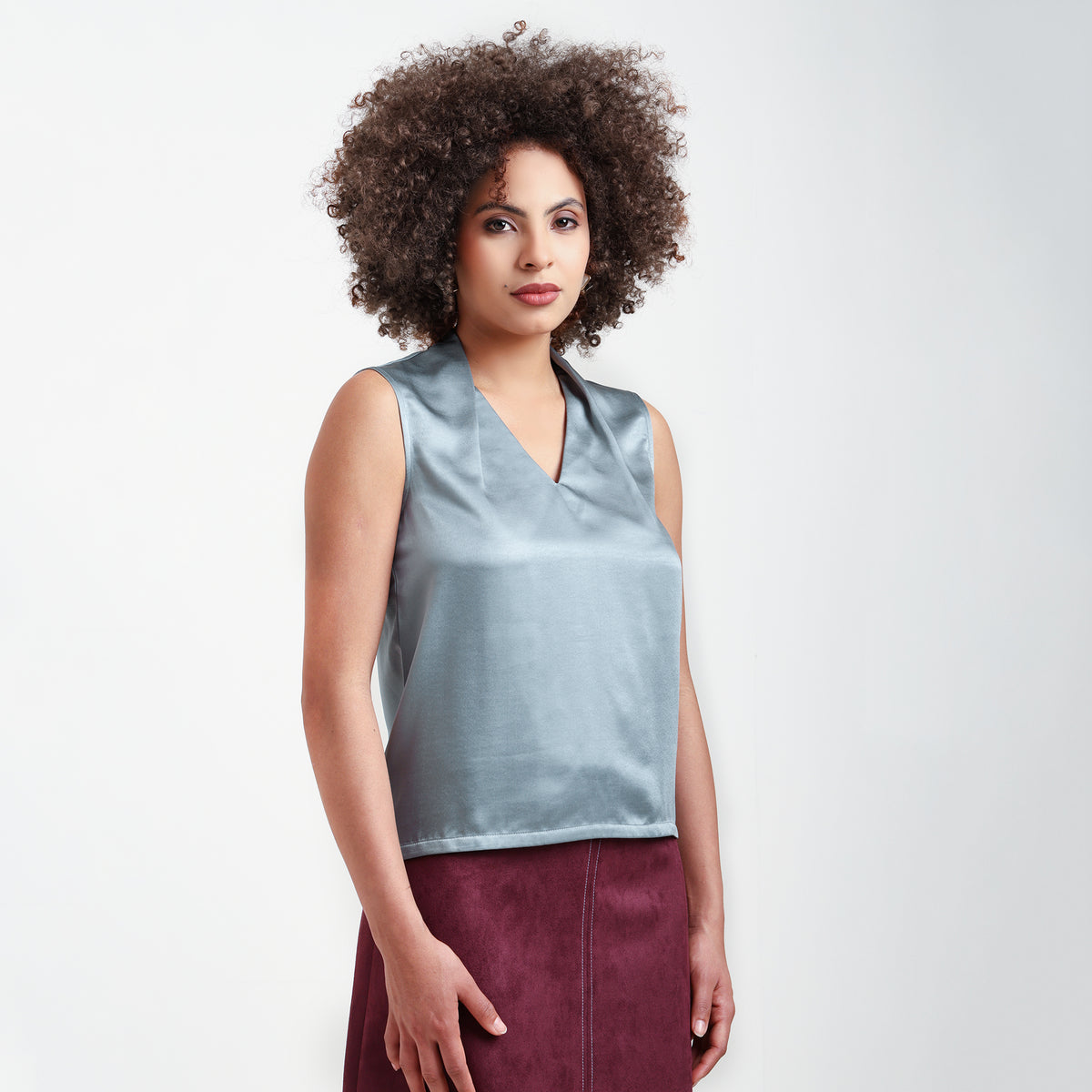 Blue Satin Top