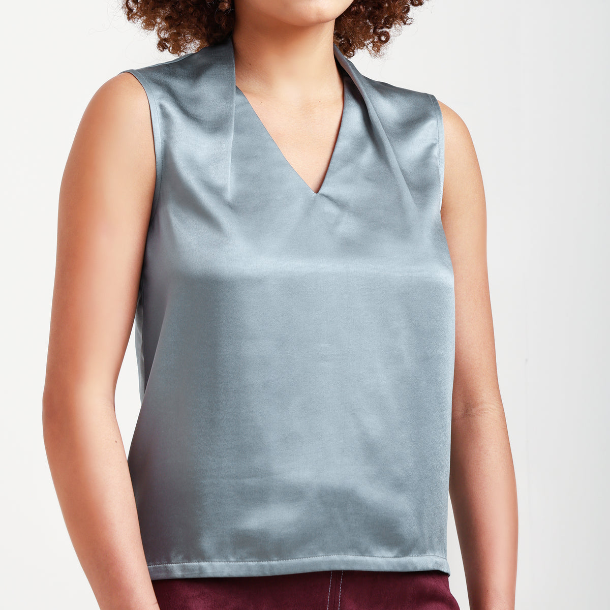 Blue Satin Top
