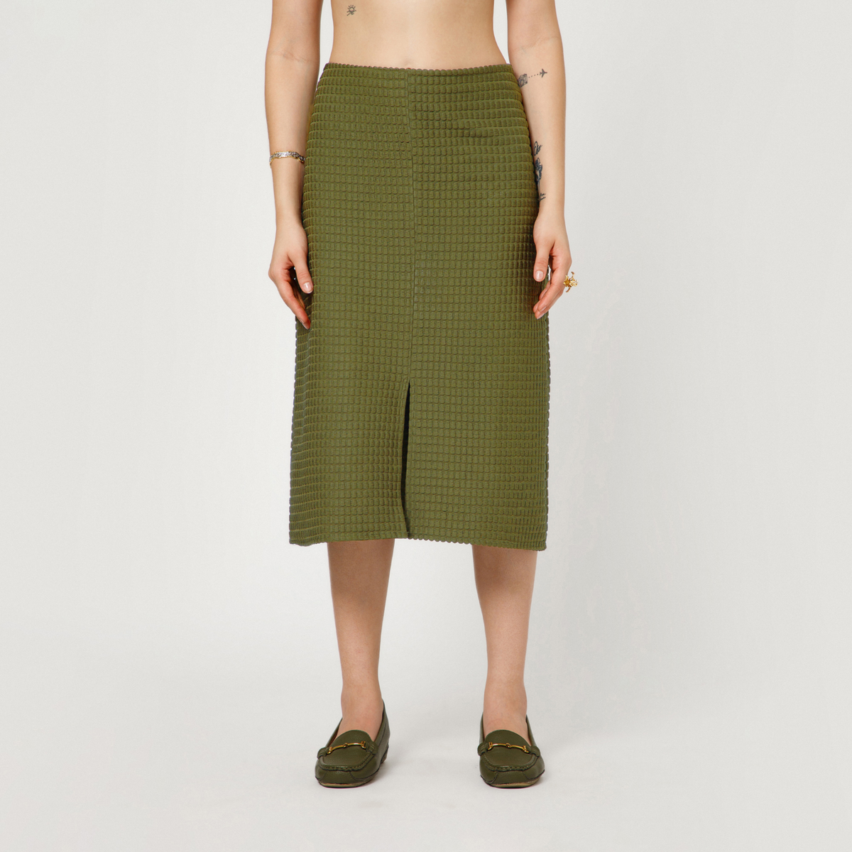Olive Textured Skirt