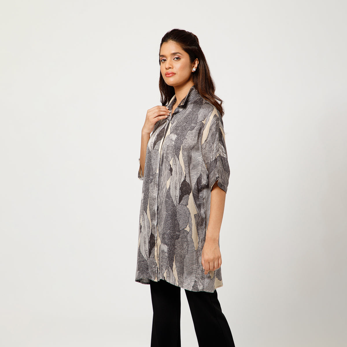 Black Animal Print Kaftan