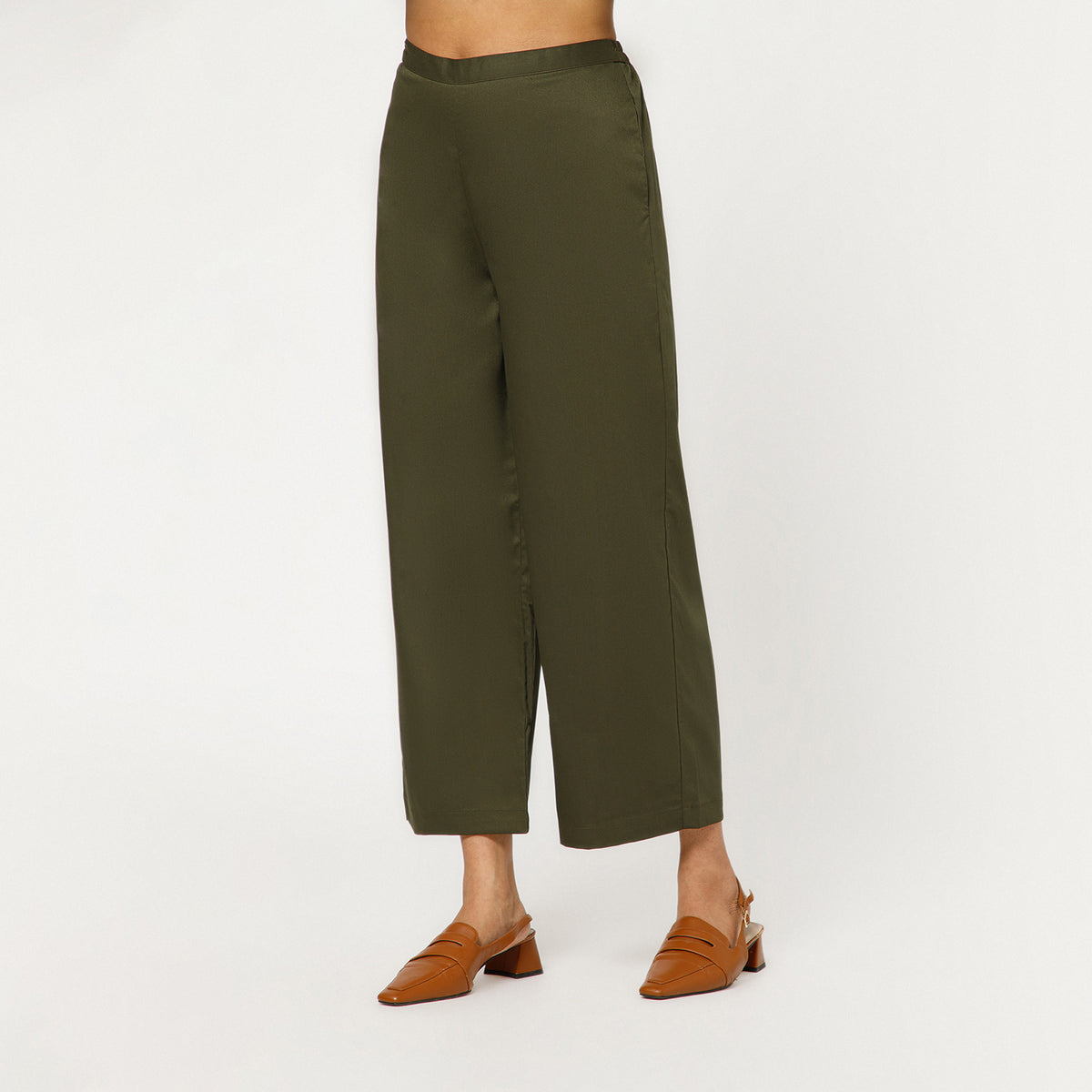 Olive Cotton Blend Palazzo