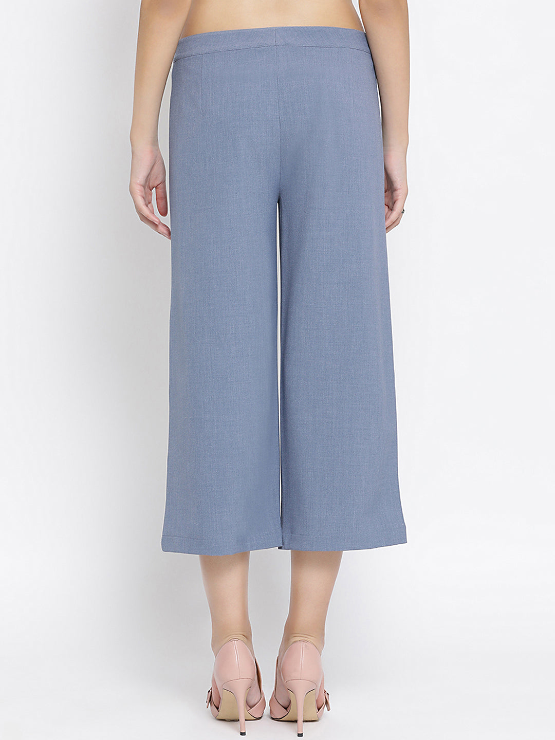 กางเกงขายาวผ้าเครปลายทางสีดำและสีขาว