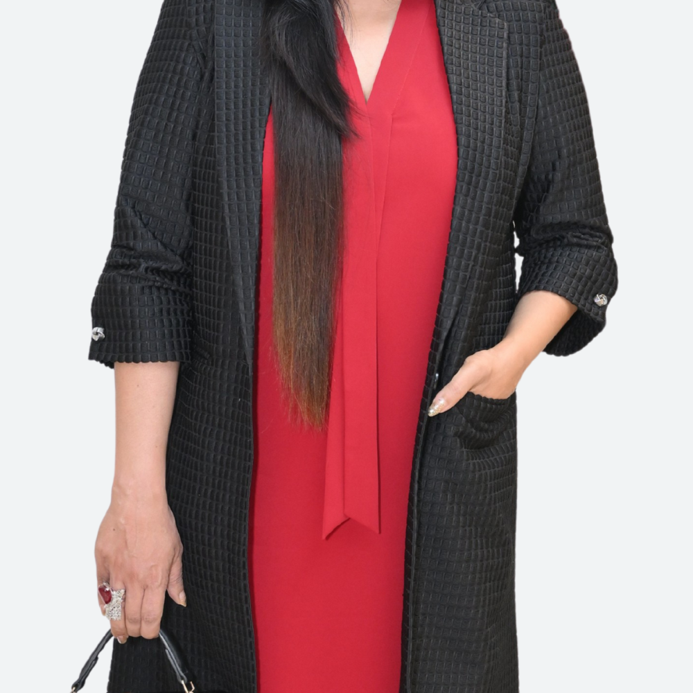 Black Textured Over Coat