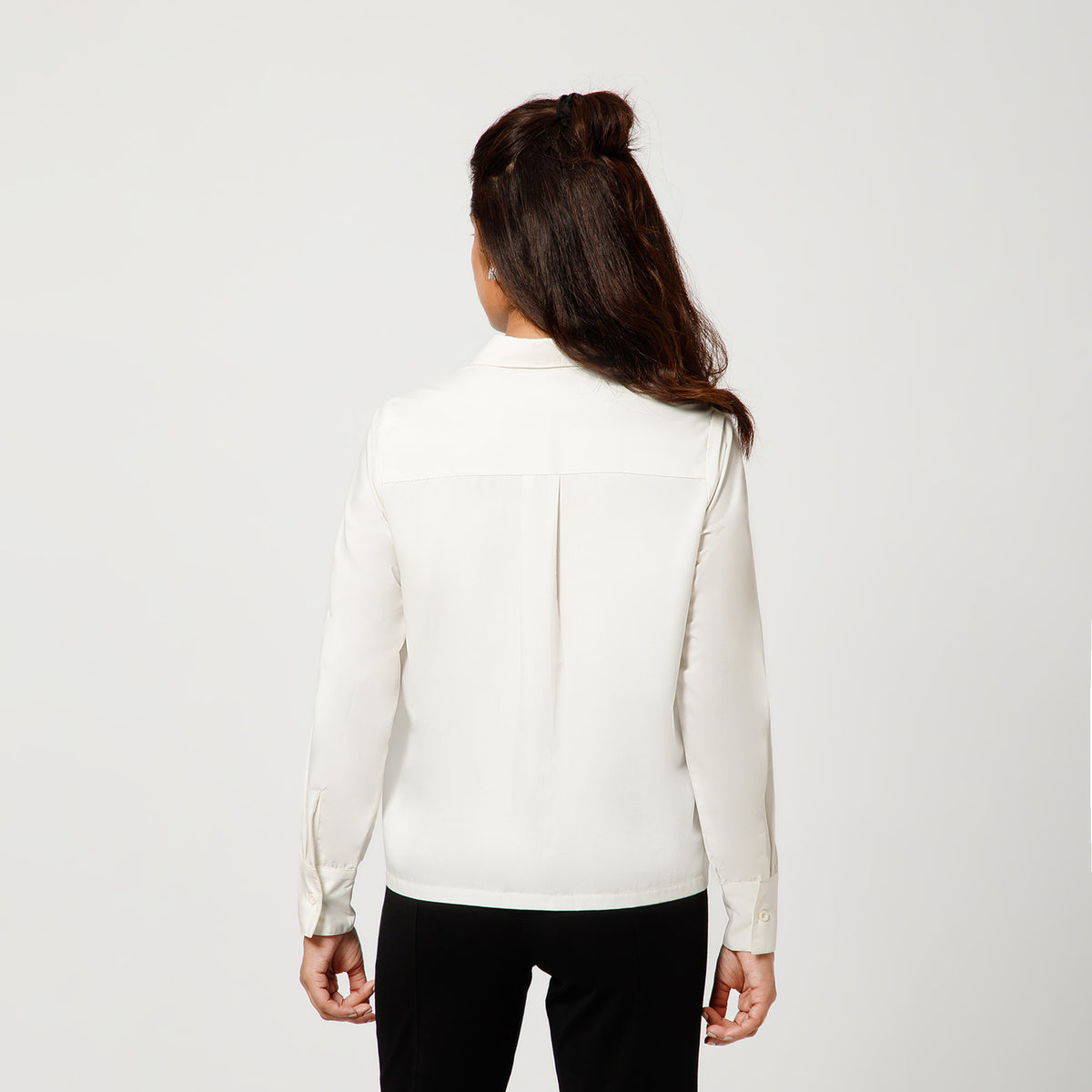 Off White Cotton Boxy Shirt With Visible Pocket