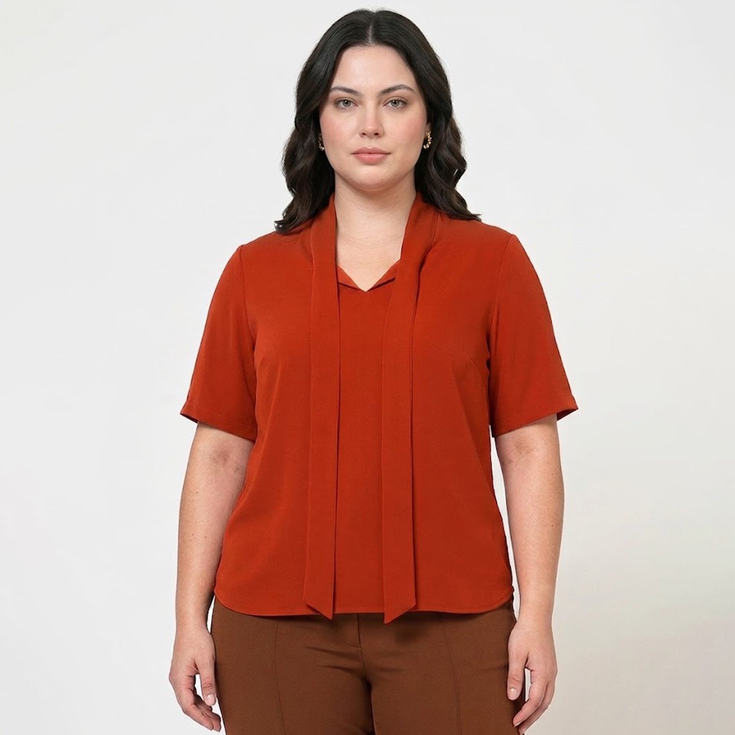 Orange Tie Knot Crepe Top