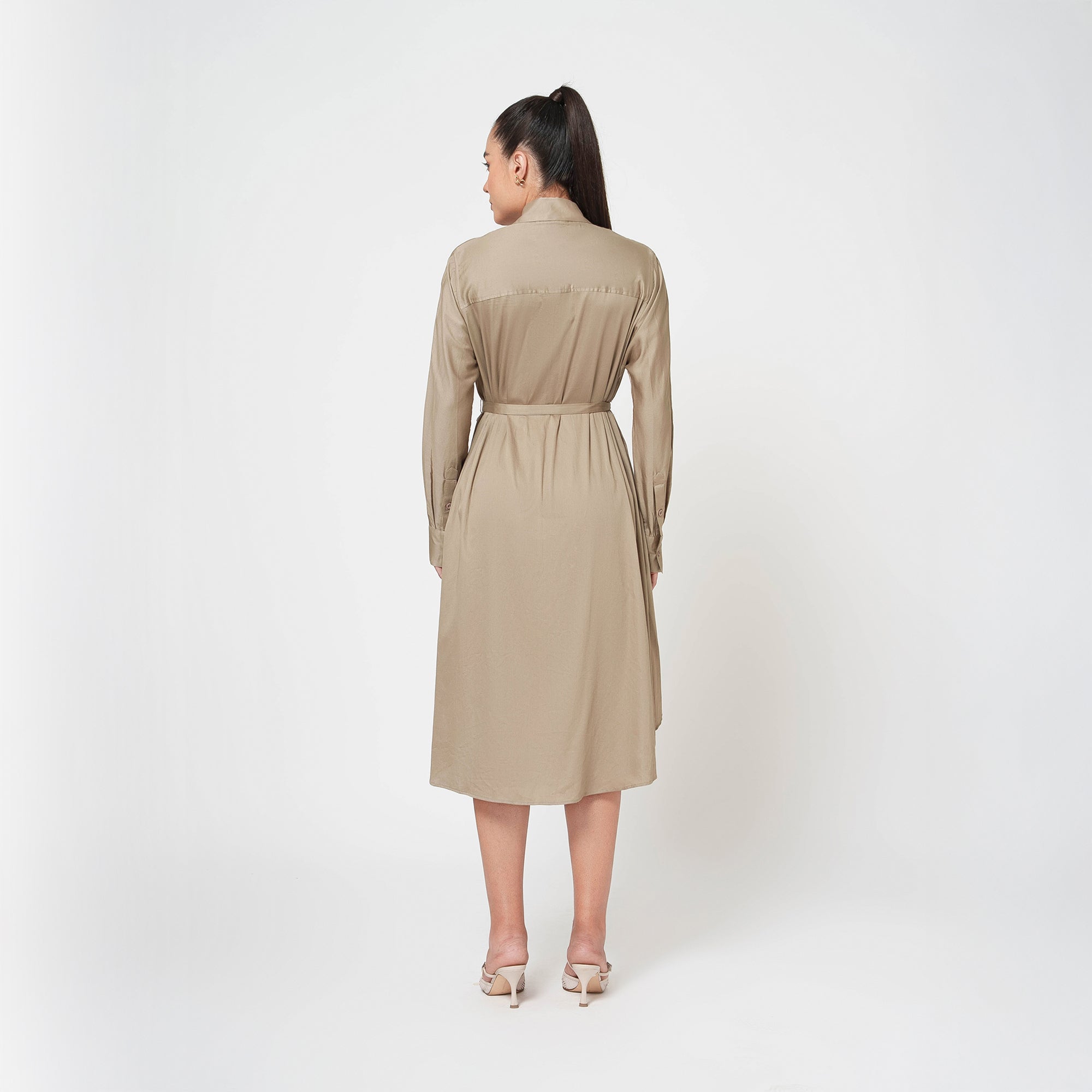 Beige Cotton Long Shirt