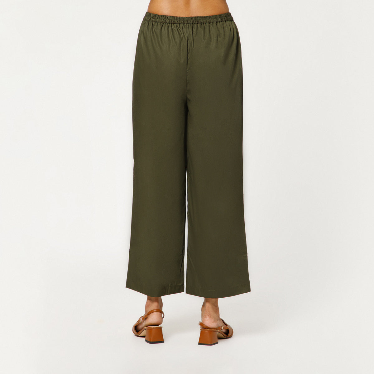 Olive Cotton Blend Palazzo