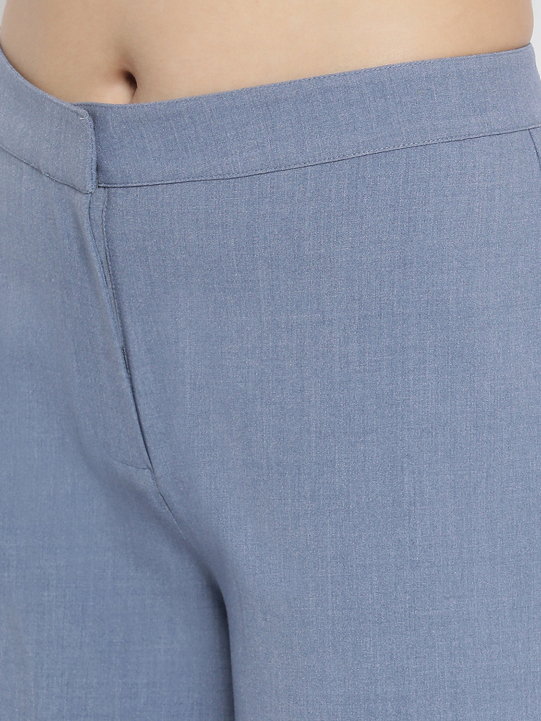 กางเกงขายาวผ้าเครปลายทางสีดำและสีขาว