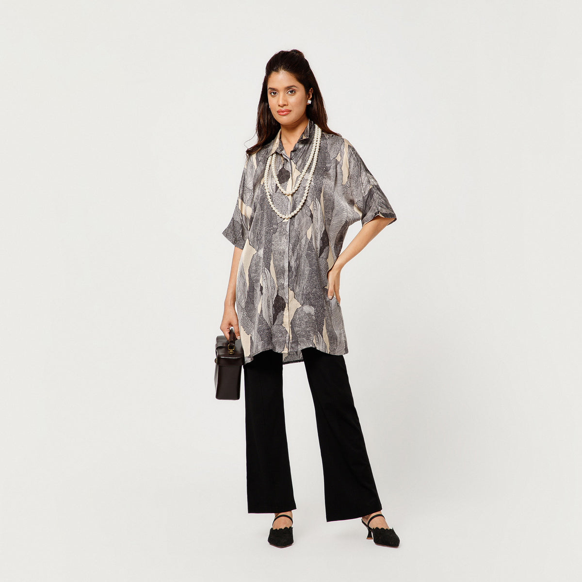 Black Animal Print Kaftan