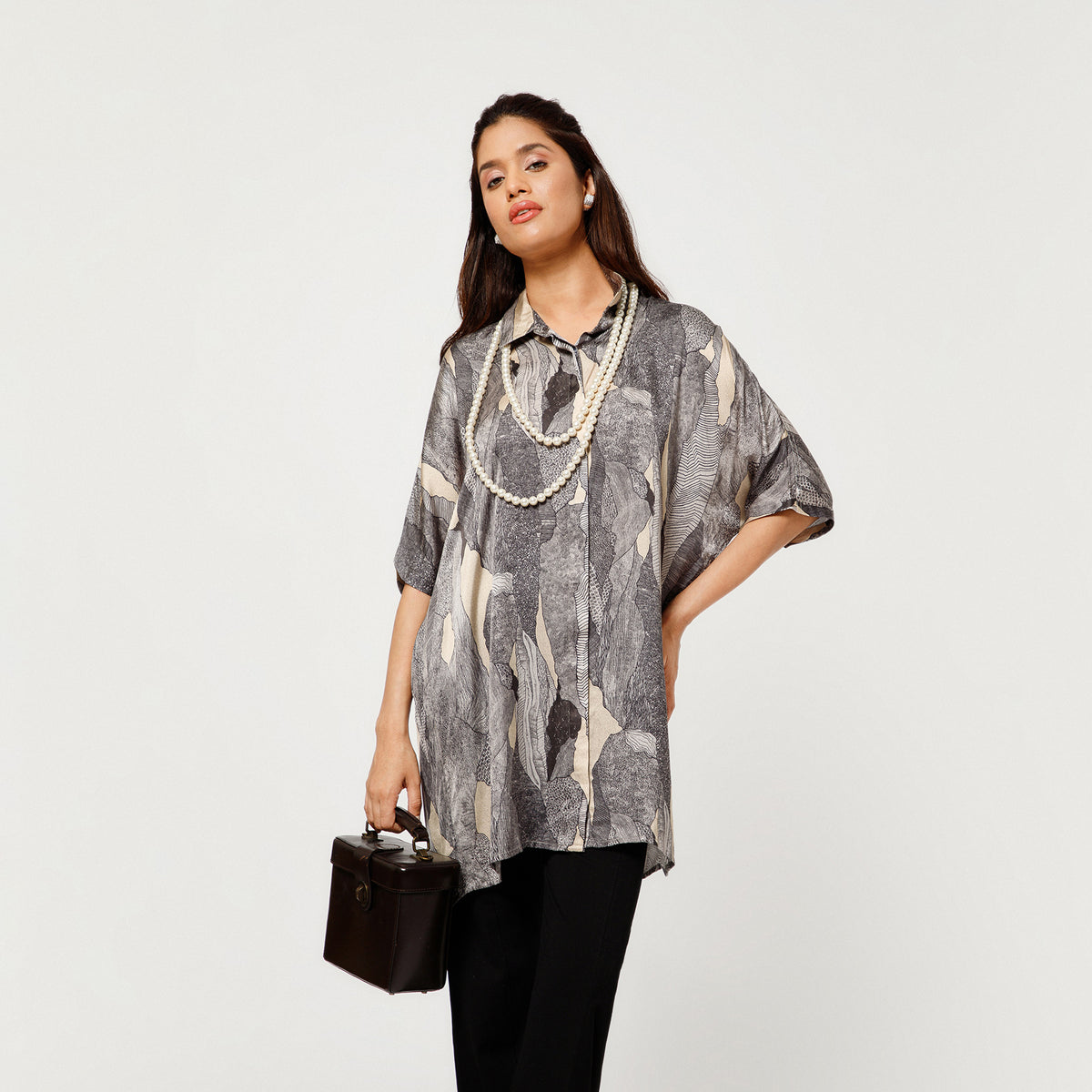 Black Animal Print Kaftan
