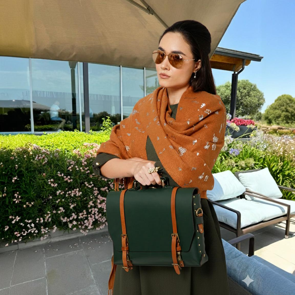 Ochre Stole With Foil Print