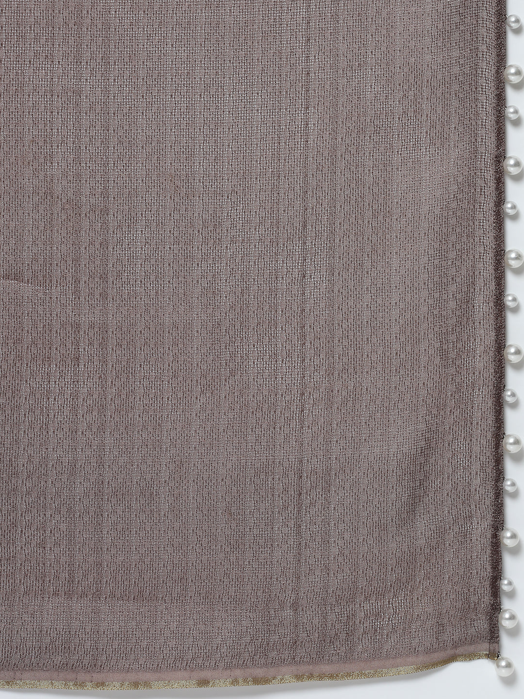 Beige Jute Saree With Pearls, Professional Sarees for Women - Traditional Workwear Elegance