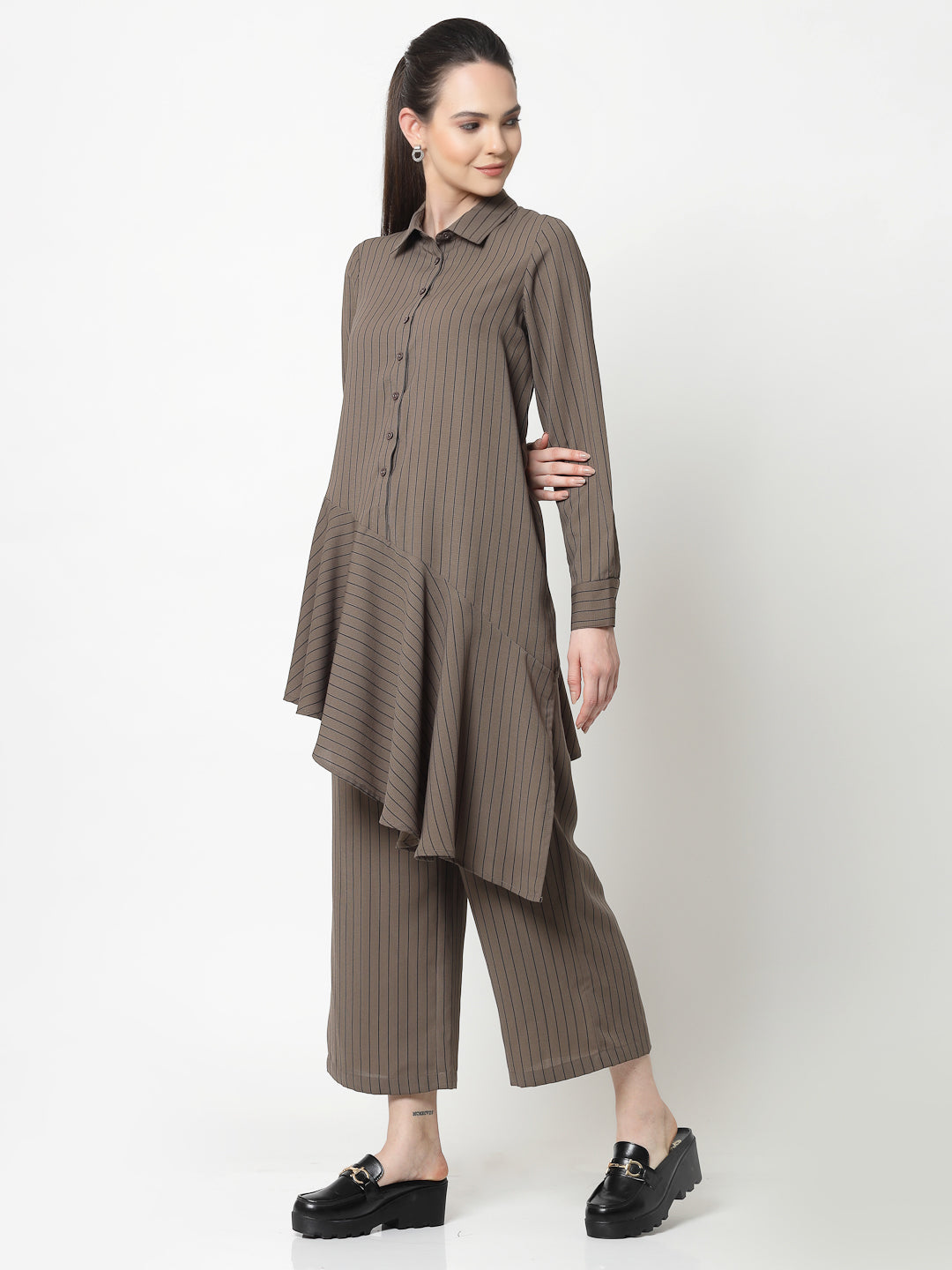 Beige Line Asymmetrical Shirt
Success,women formal shirts	
cotton shirts for women	
Ofiice shirts for women