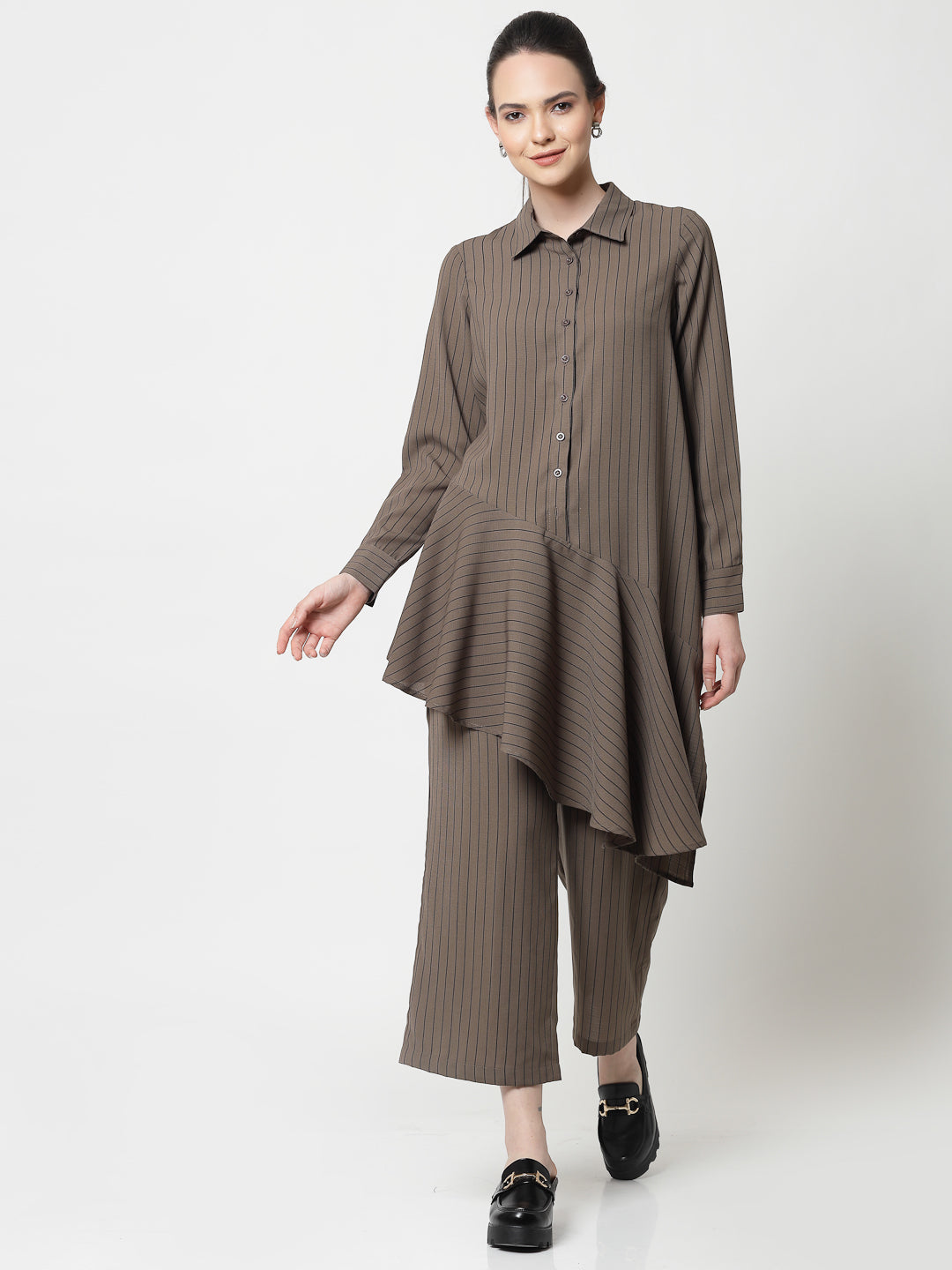 Beige Line Asymmetrical Shirt
Success,women formal shirts	
cotton shirts for women	
Ofiice shirts for women