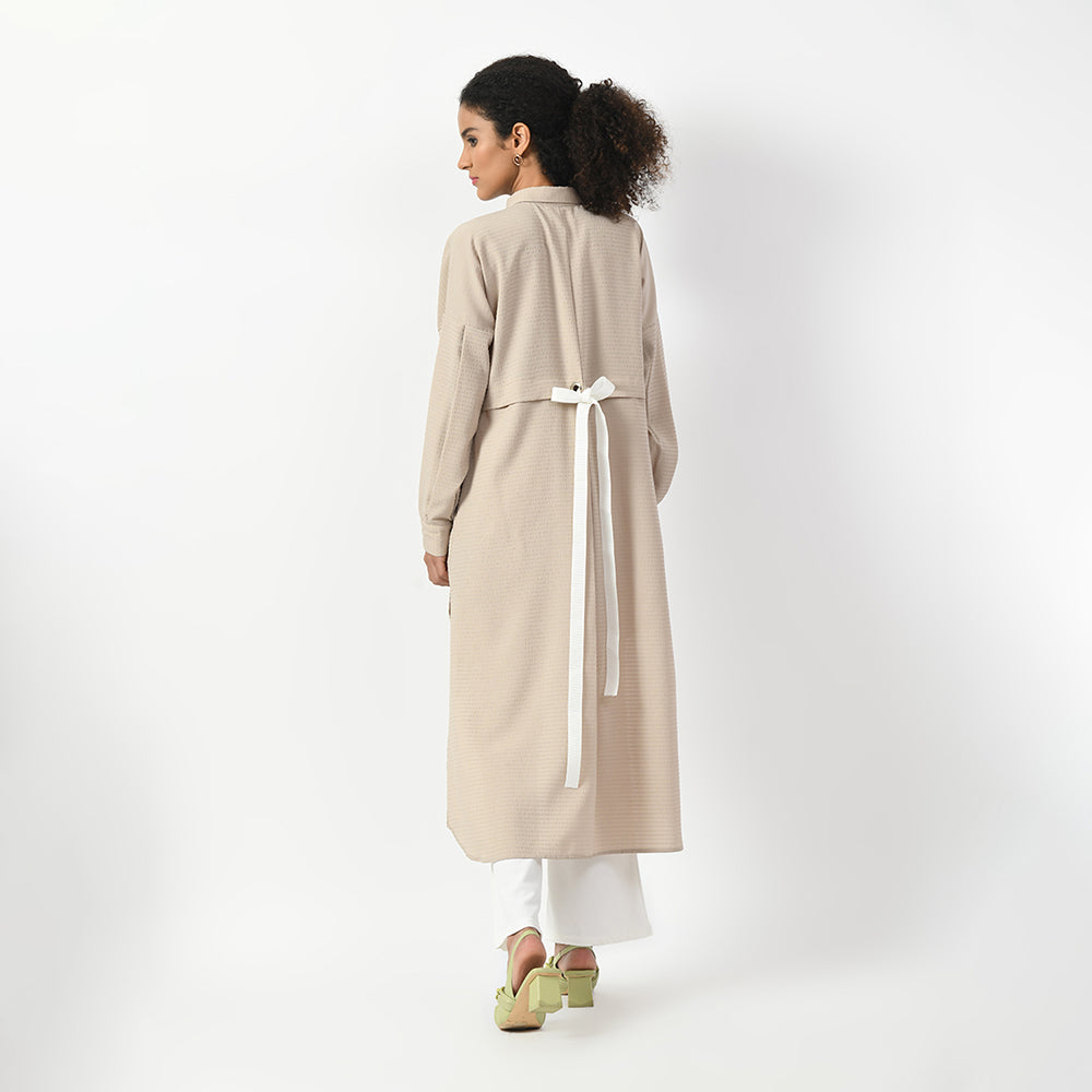 Beige Line Texture Asymmetrical Shirt, beige shirts for women, professional shirts for women , office ready shirts, lightweight formal shirt , casual cotton shirts for office, formal office shirts, best shirts for professional women, long shirt for women