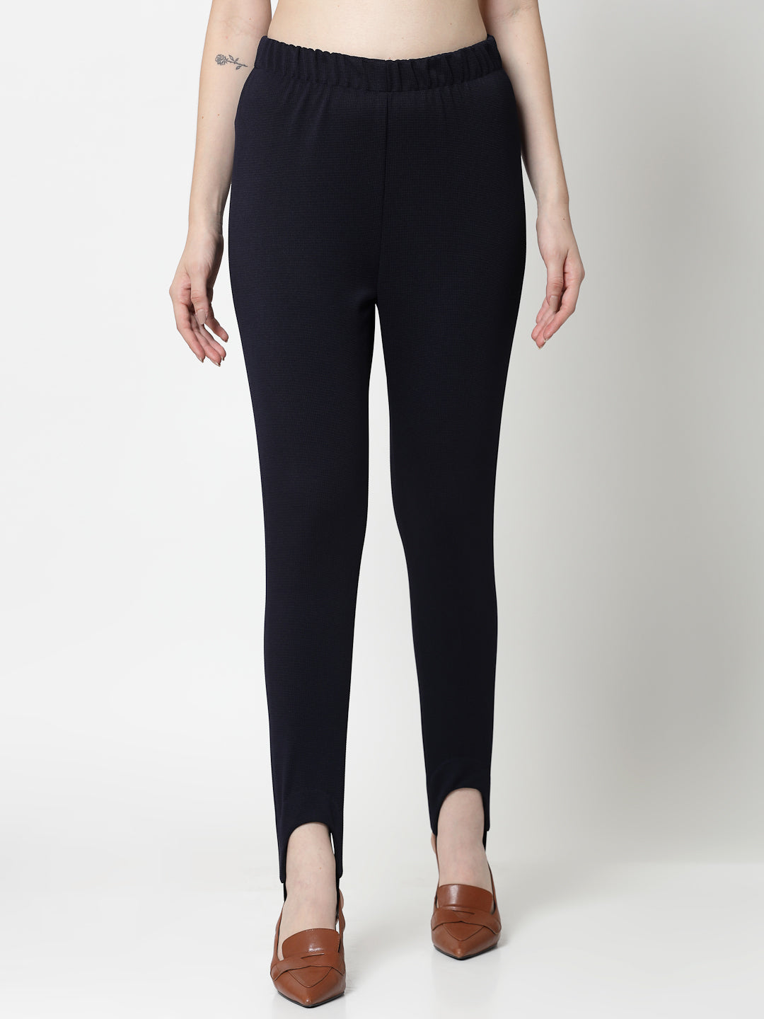Blue Lycra Pant With Foot Straps, formal pants	
loose pants for women
