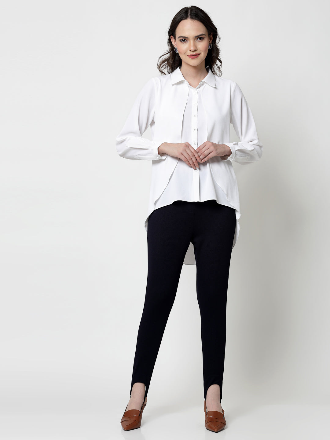 Blue Lycra Pant With Foot Straps, formal pants	
loose pants for women