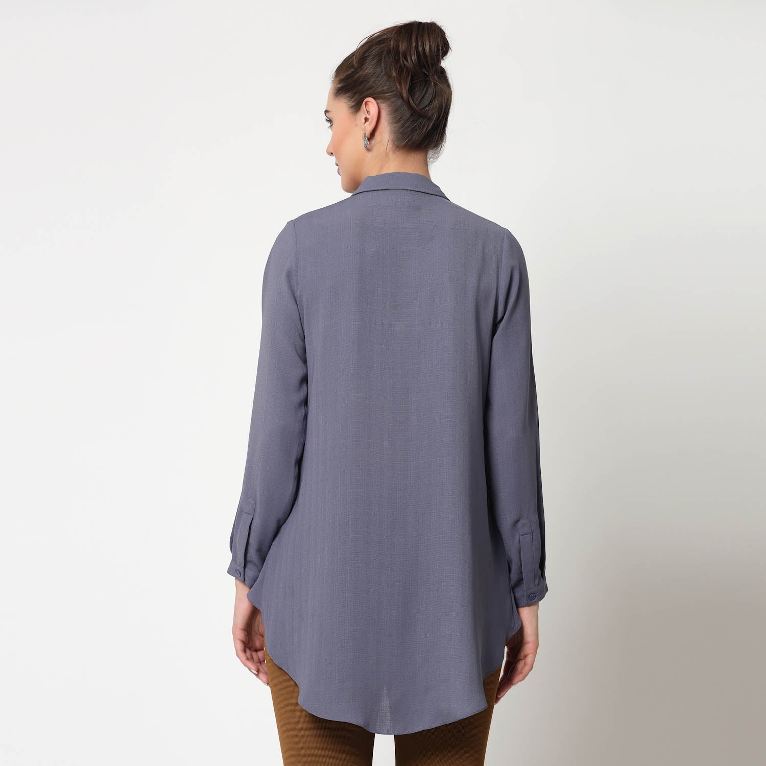 Blue Overlap Asymmetrical Top,womens formal shirts	
cotton shirts for women	
Ofiice shirts for women