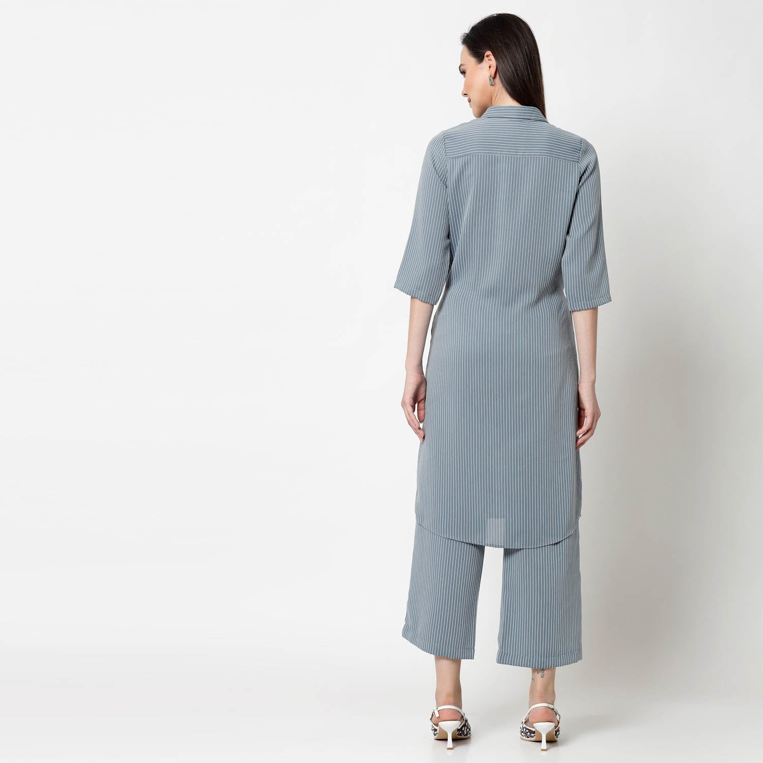 Blue Shirt Tunic With Draw Stings, Chic Tunics for Office Wear: Modern Elegance Redefined