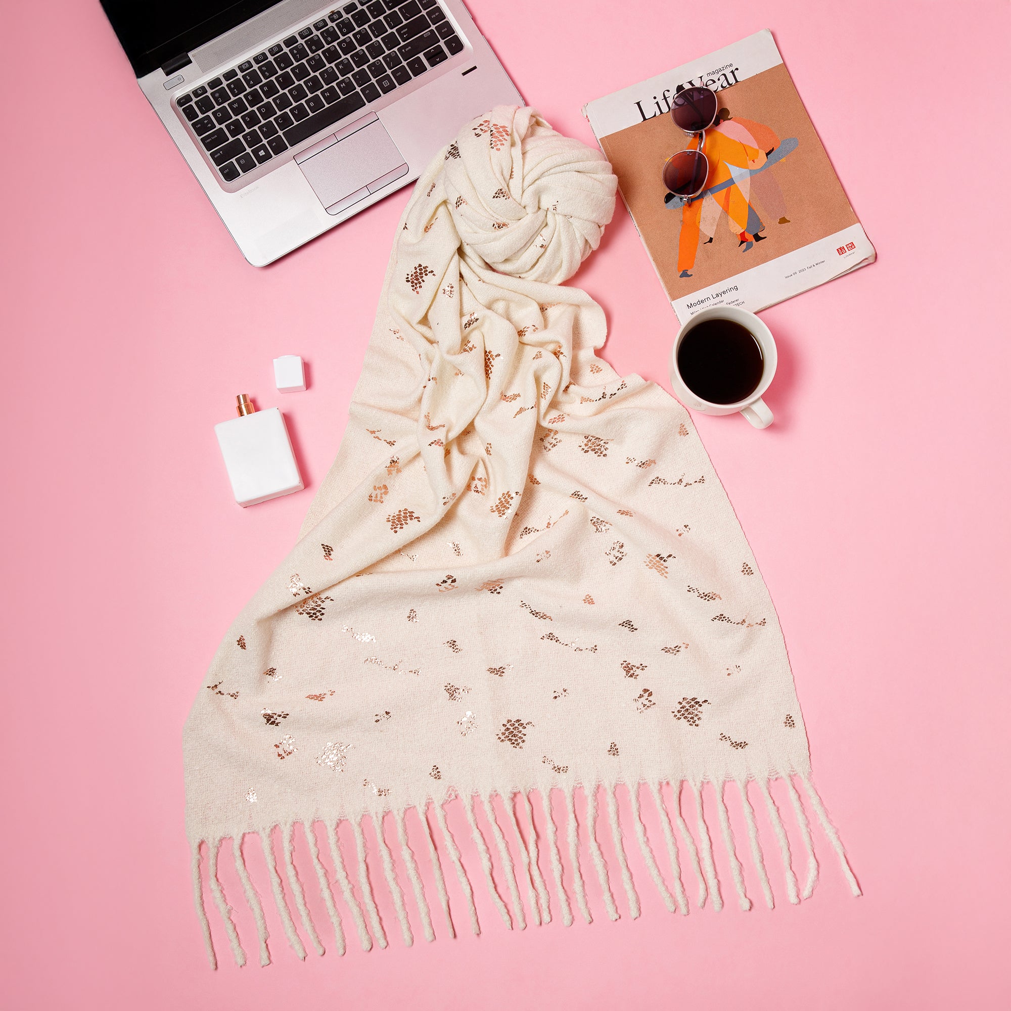 Off-White Stole With Foil Print