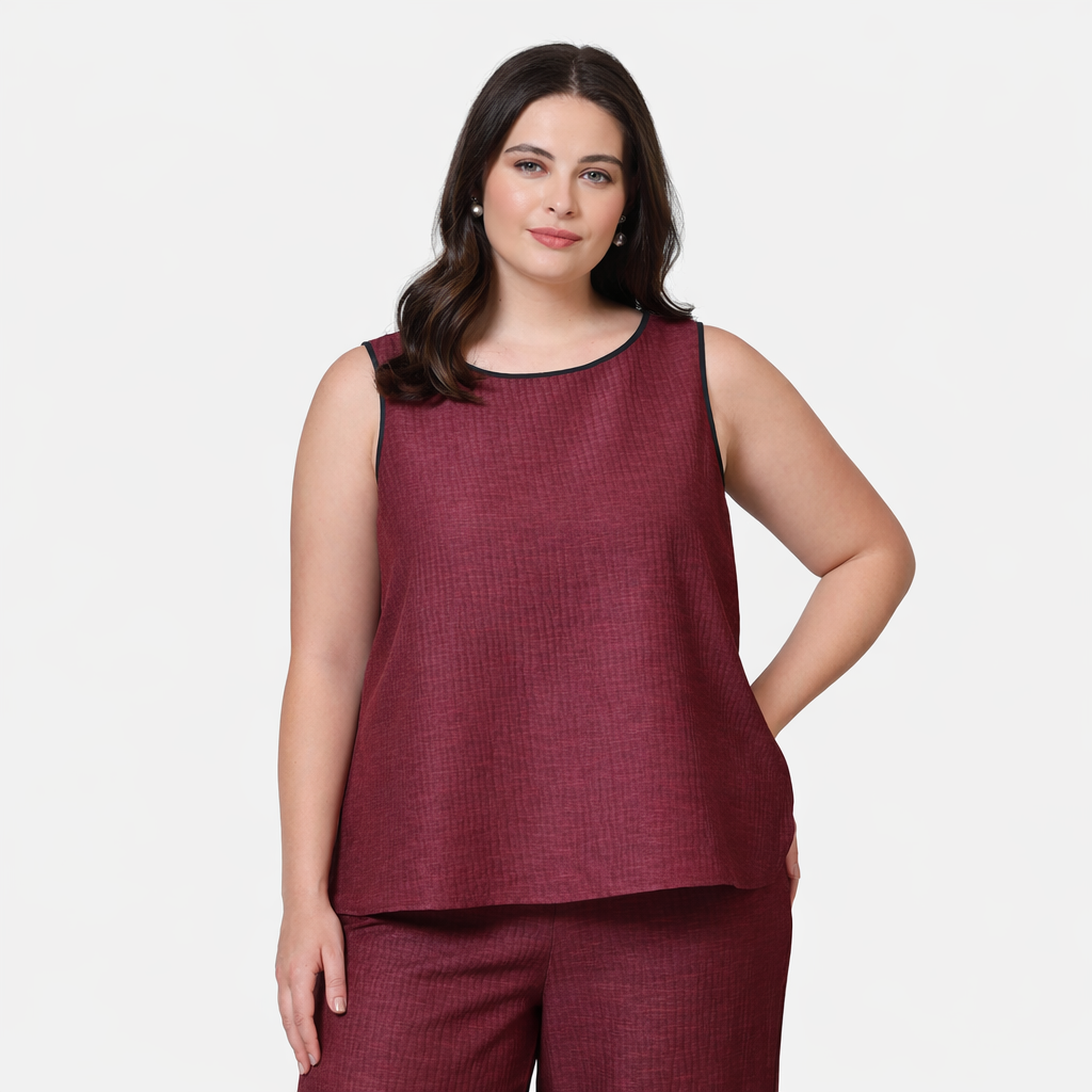 Wine Texture Line Without Sleeves Top