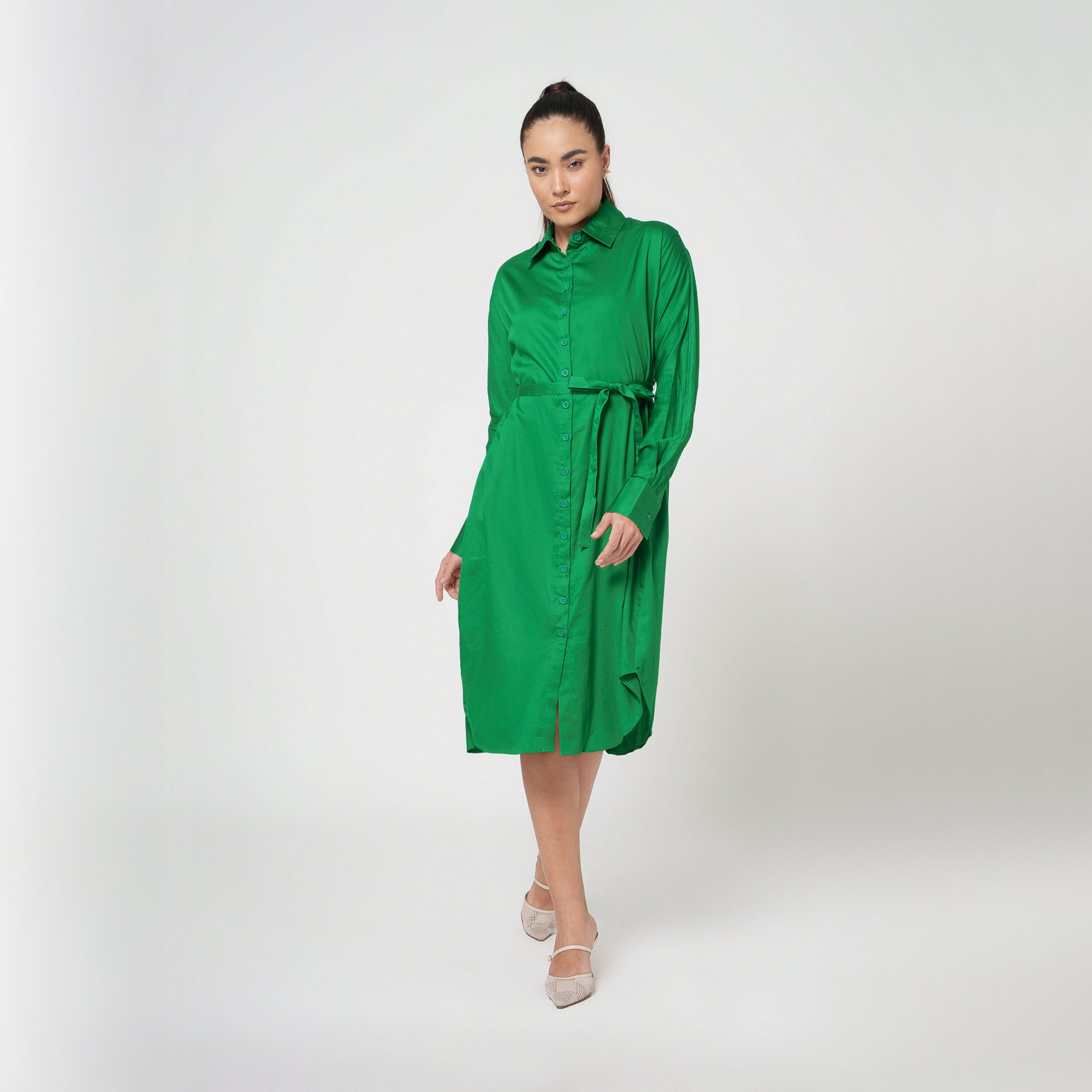 Green Cotton Long Shirt