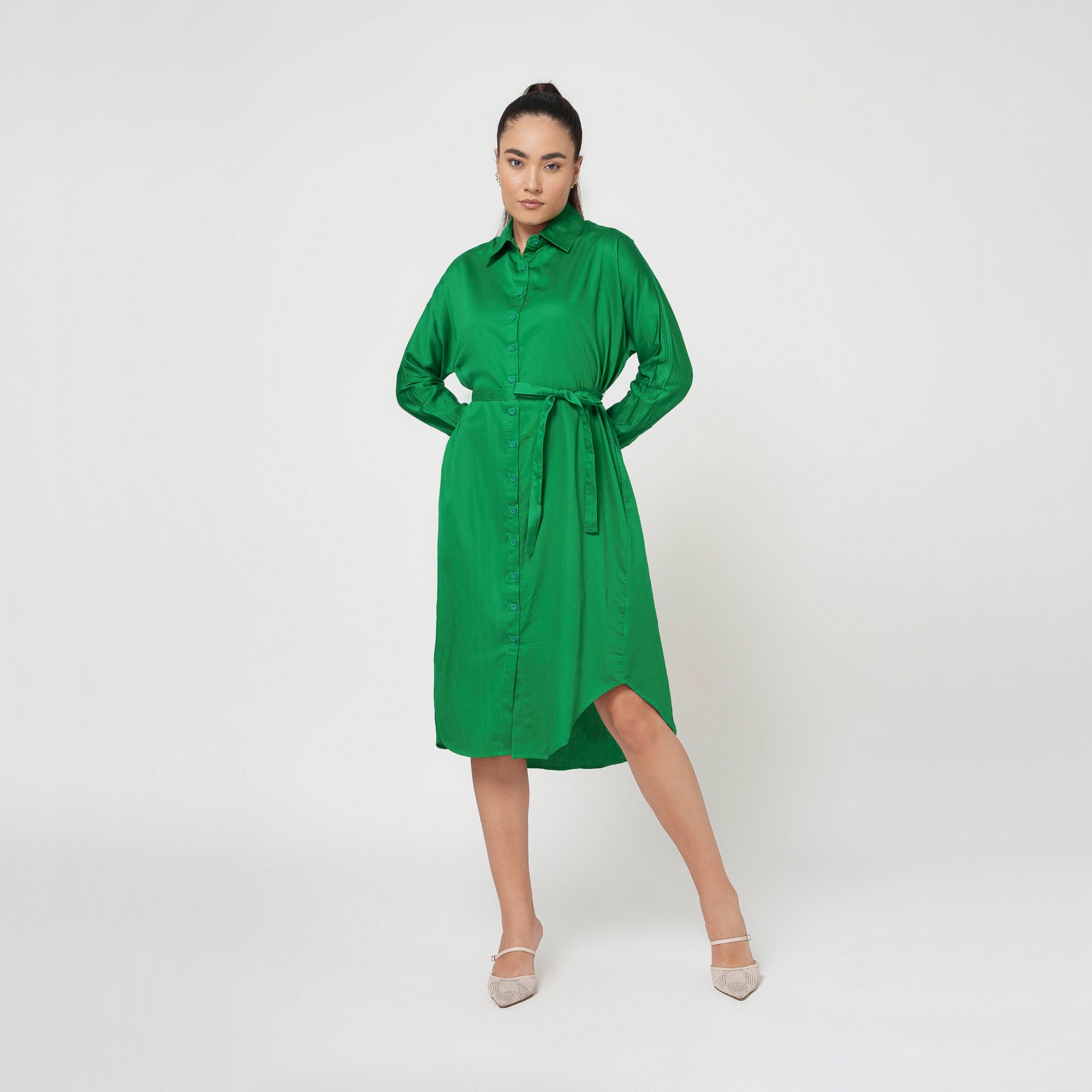 Green Cotton Long Shirt