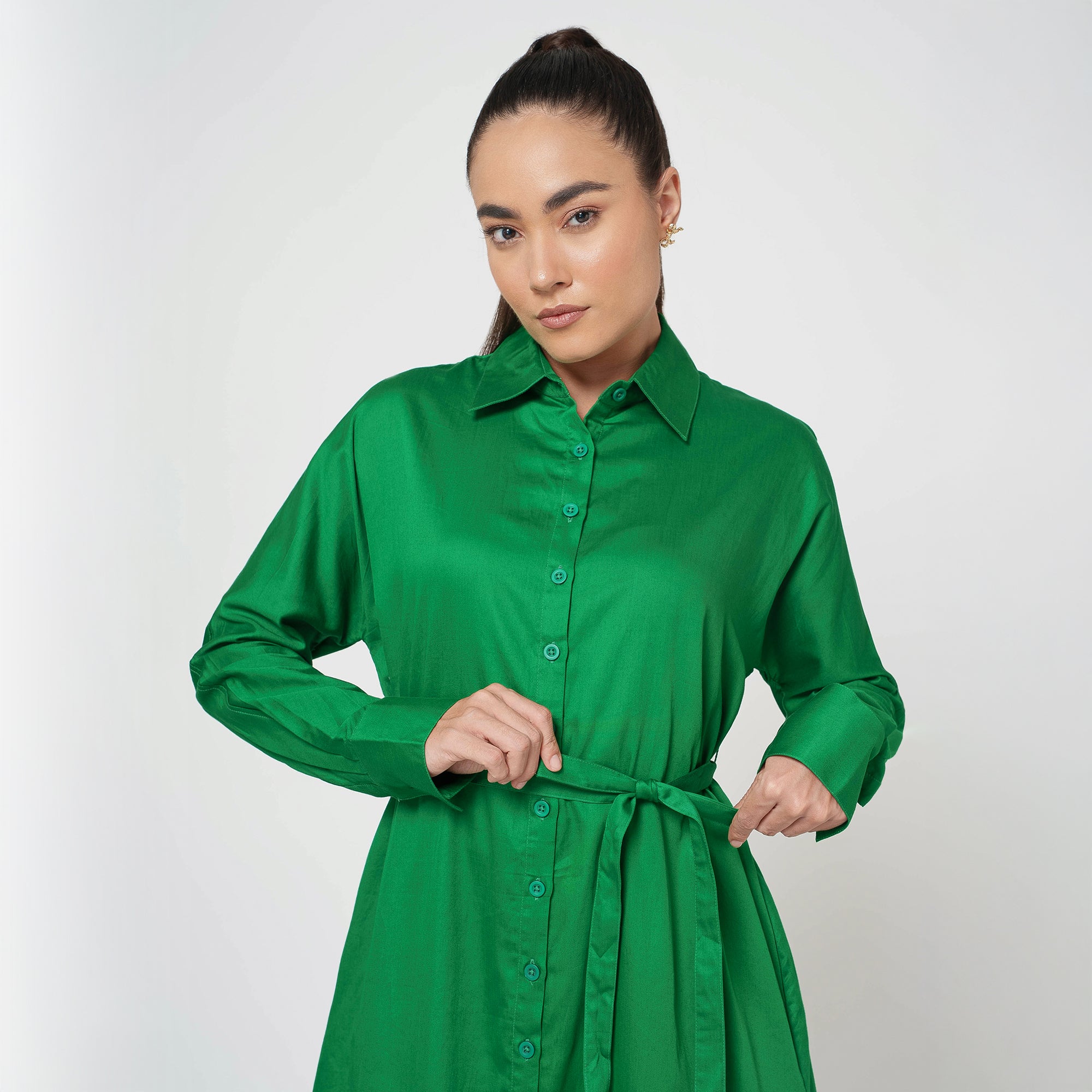 Green Cotton Long Shirt