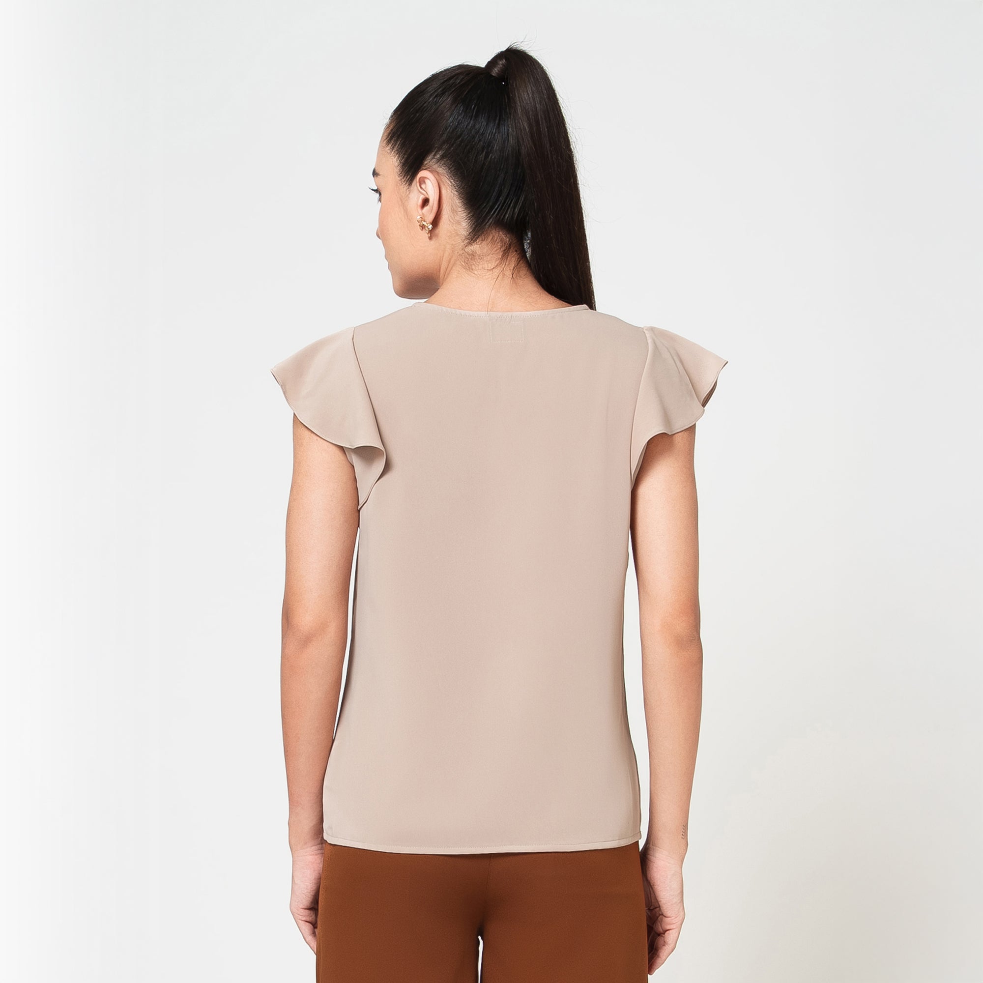 Saree Jute Beige Dengan Mutiara