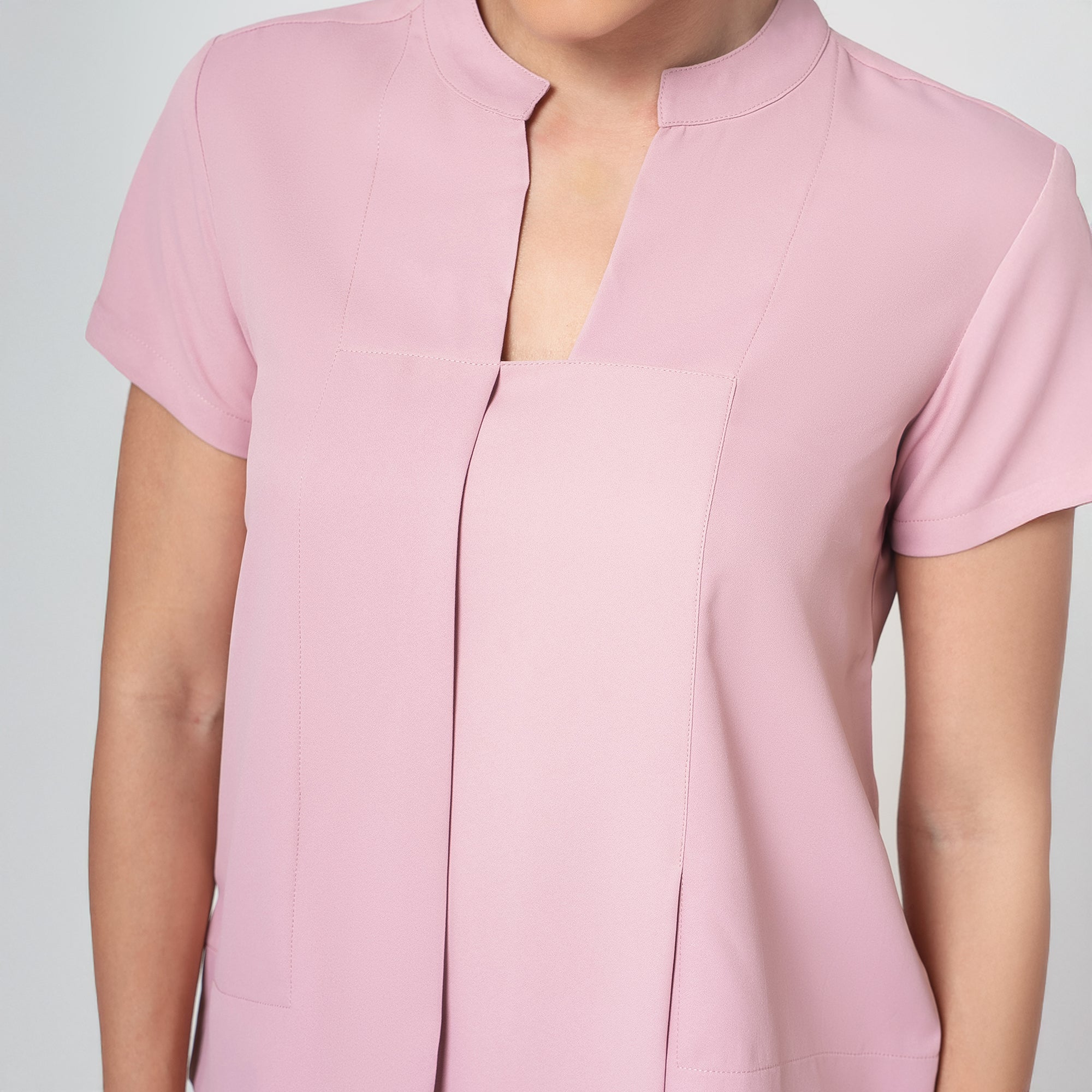 Peach Assymetrical Boxy Crepe Top