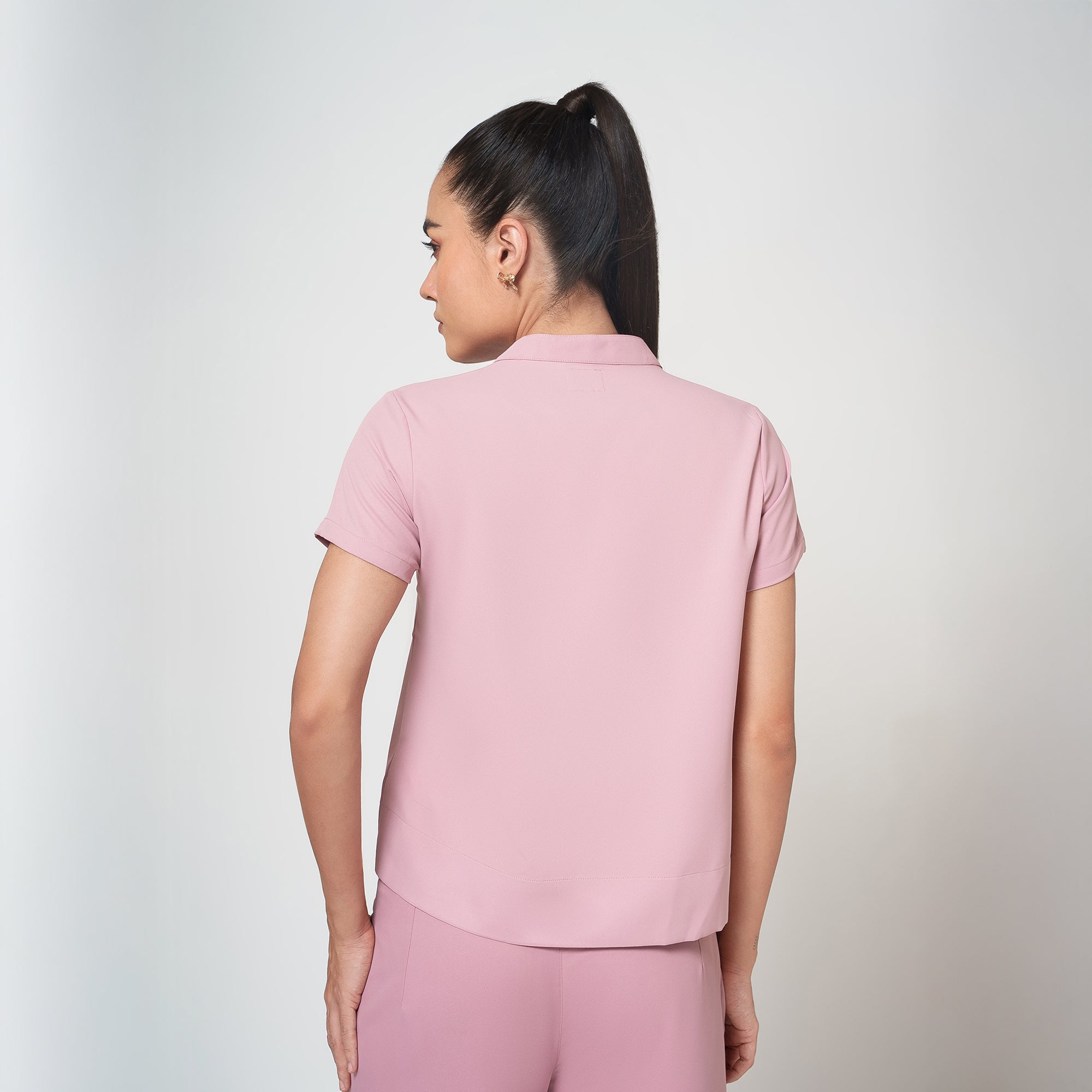 Peach Assymetrical Boxy Crepe Top