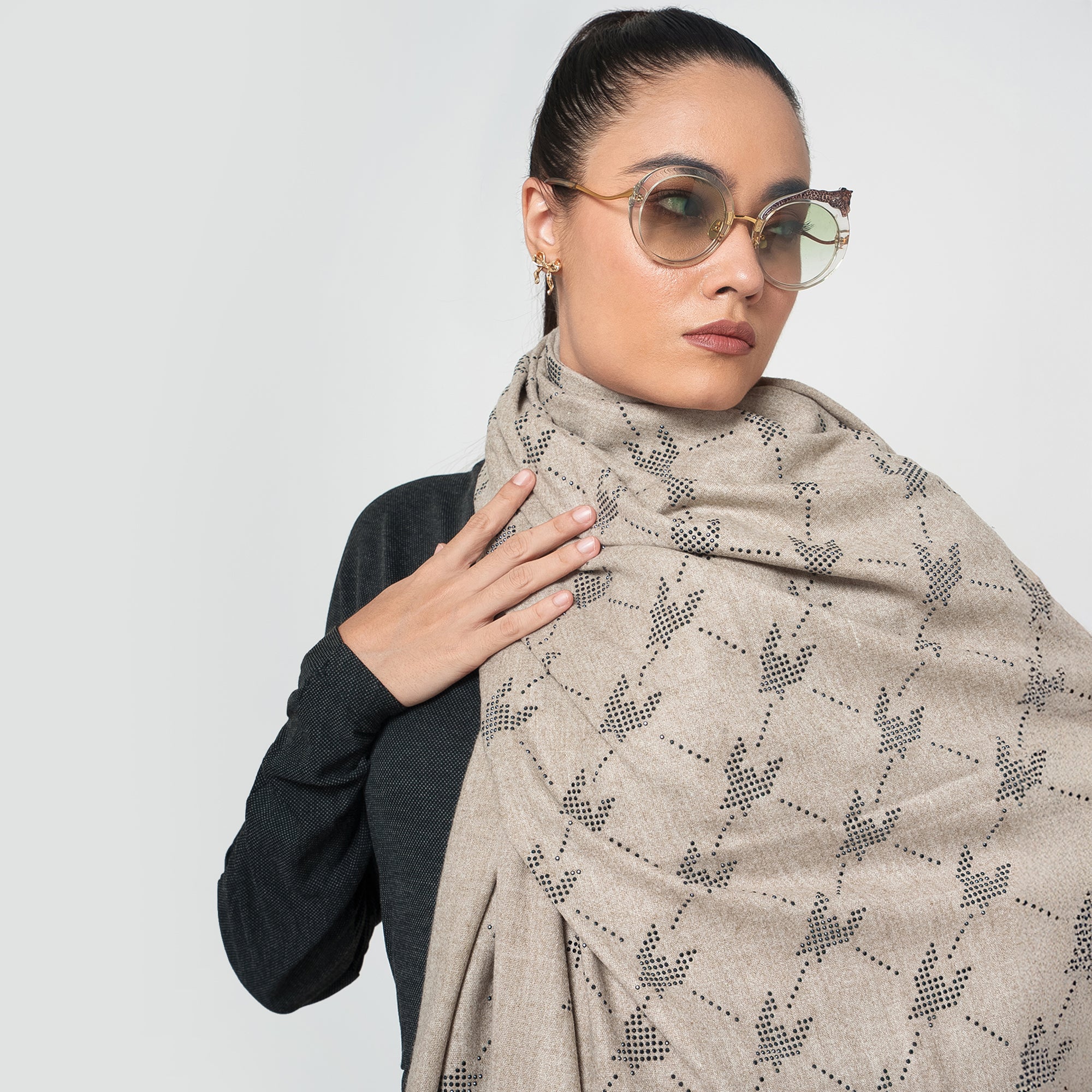 Off-White Stole With Crystal Studs