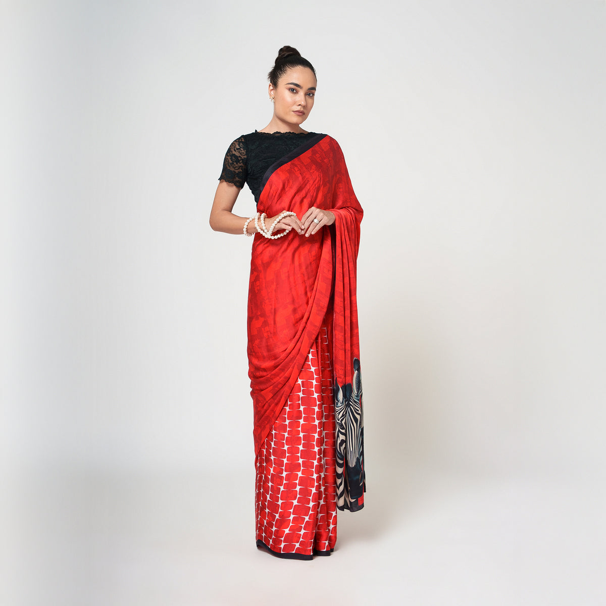 Zebra Modal Satin Saree