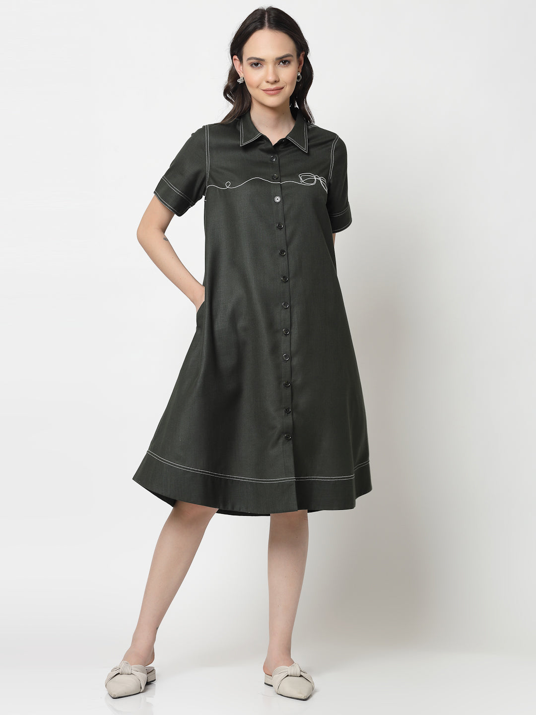 Buy Dark Green Dresses for Women-2