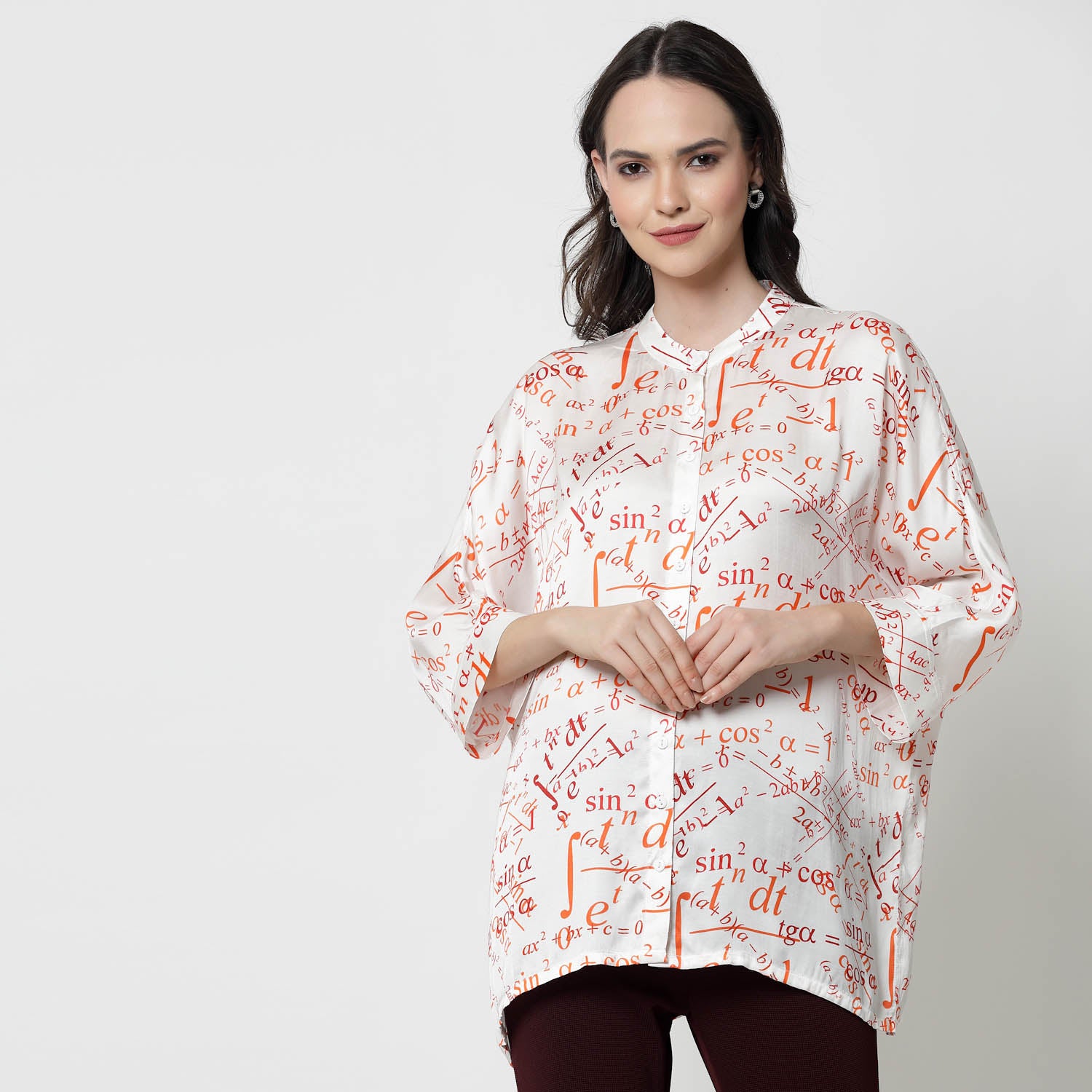 Face Print Long Shirt,womens formal shirts	
cotton shirts for women	
Ofiice shirts for women	