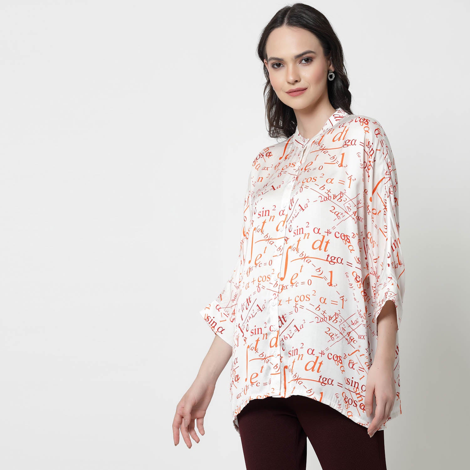 Face Print Long Shirt,womens formal shirts	
cotton shirts for women	
Ofiice shirts for women	