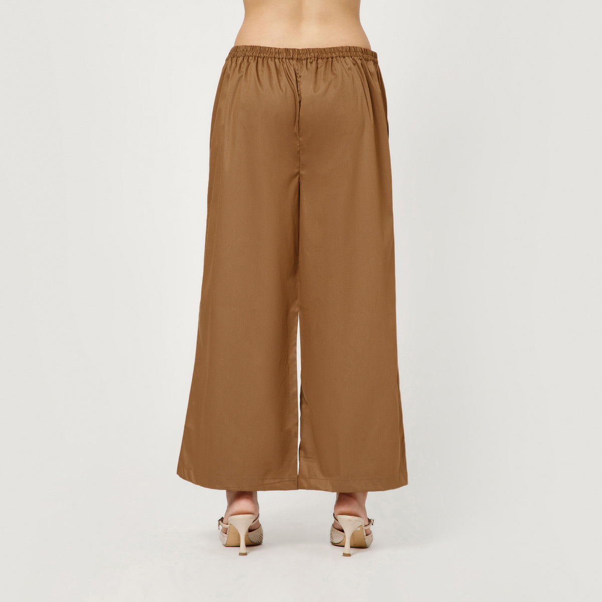 Brown Cotton Blend Palazzo