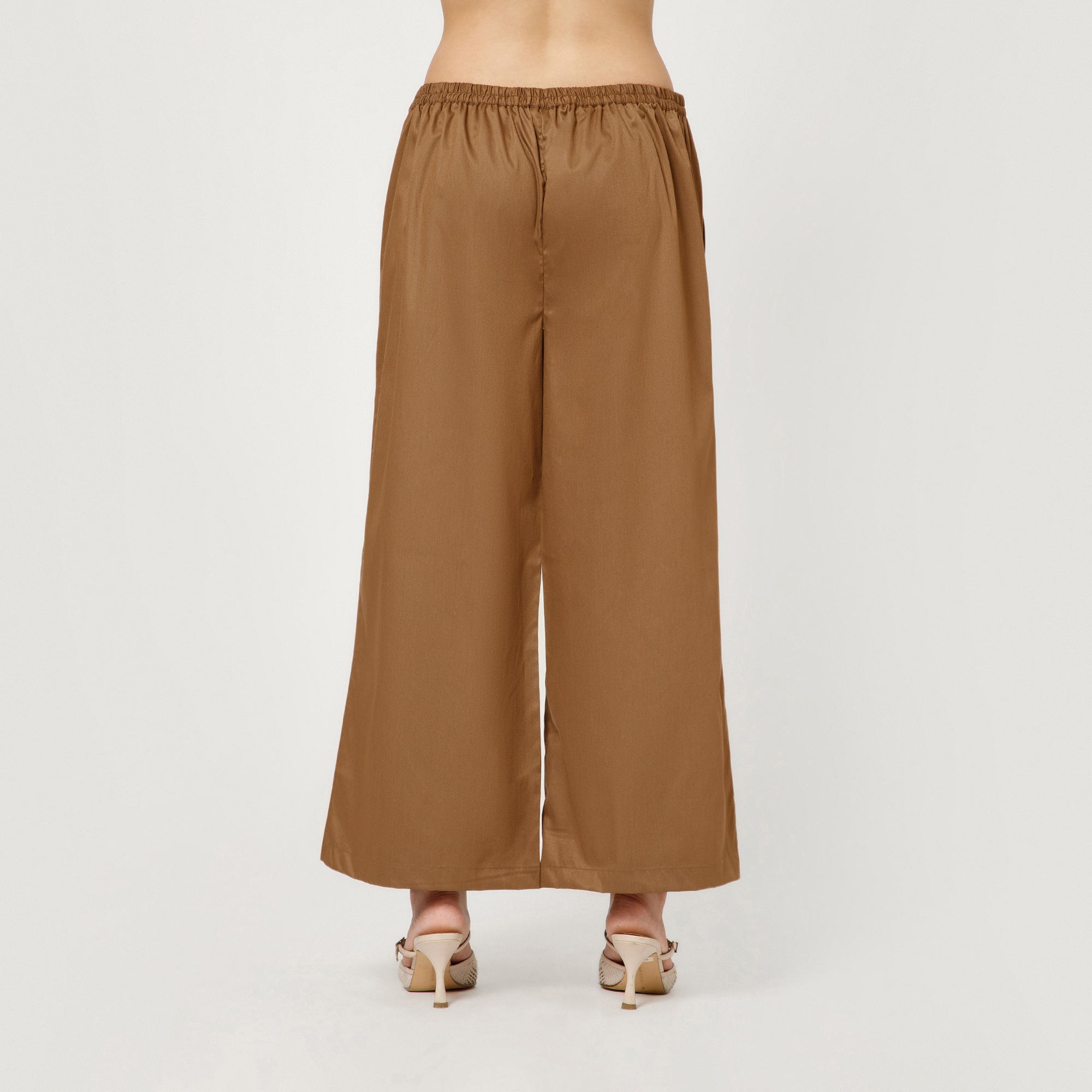 Brown Cotton Blend Palazzo