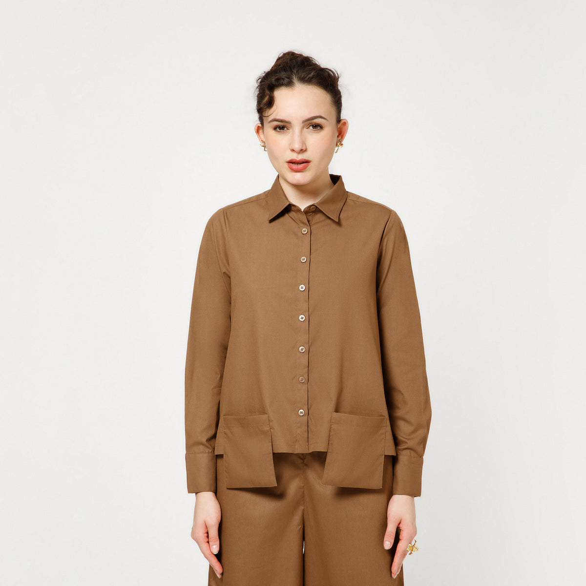 Brown Shirt With Visible Pocket