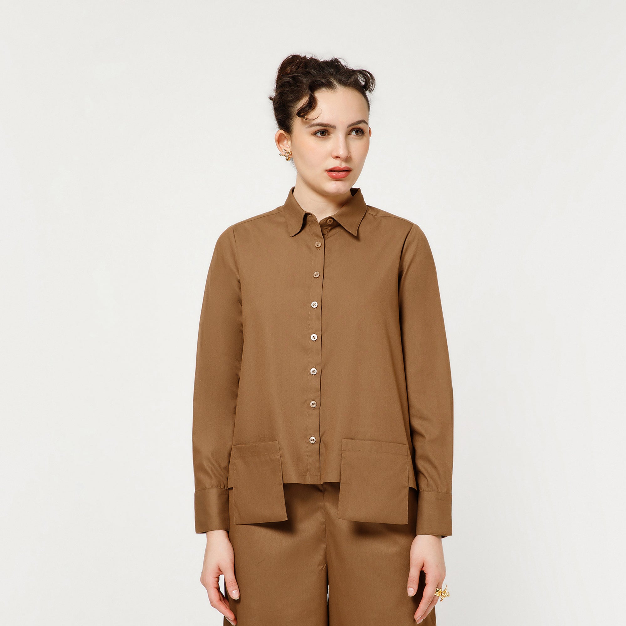 Brown Shirt With Visible Pocket