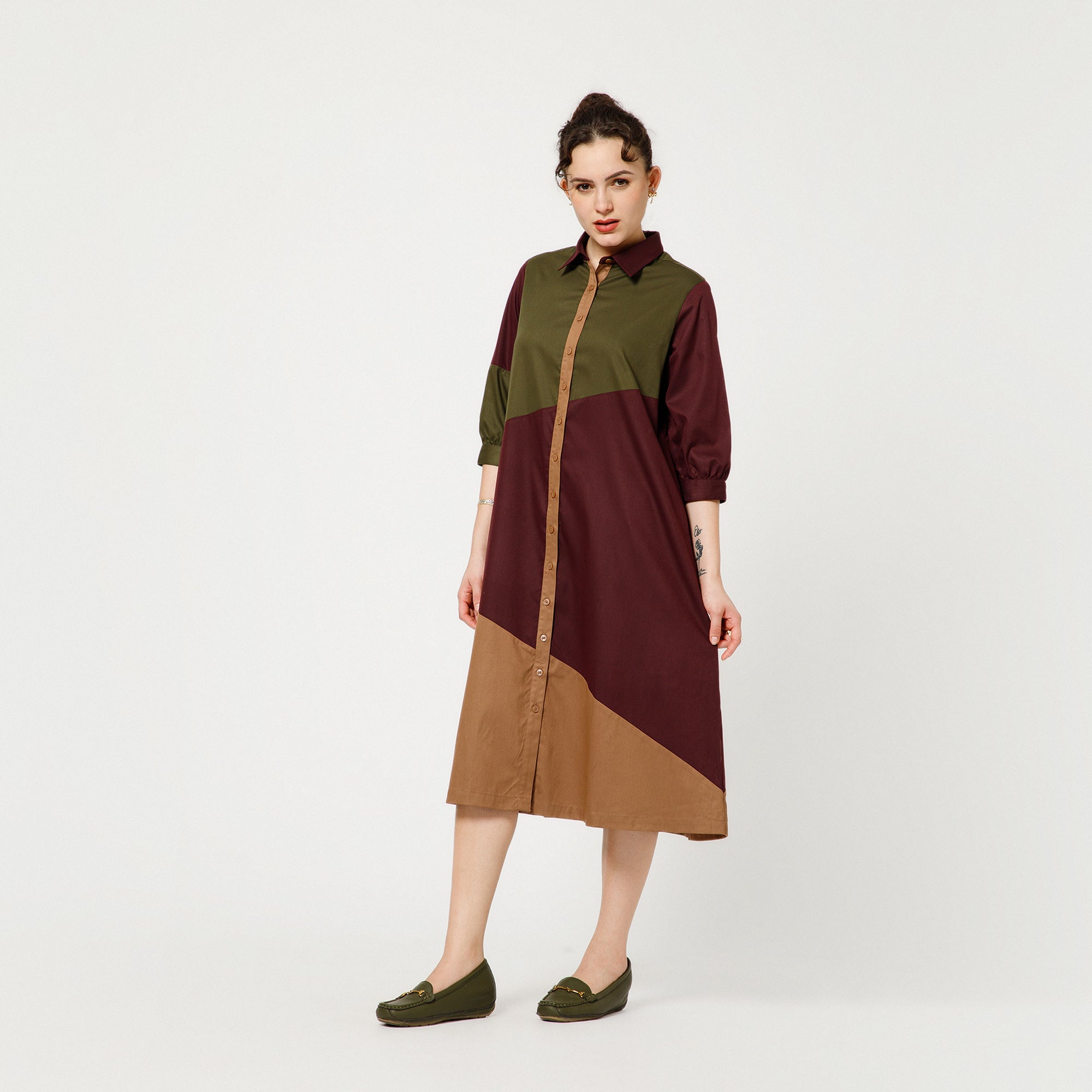 Multi Colour Cotton Blend A-Line Dress
