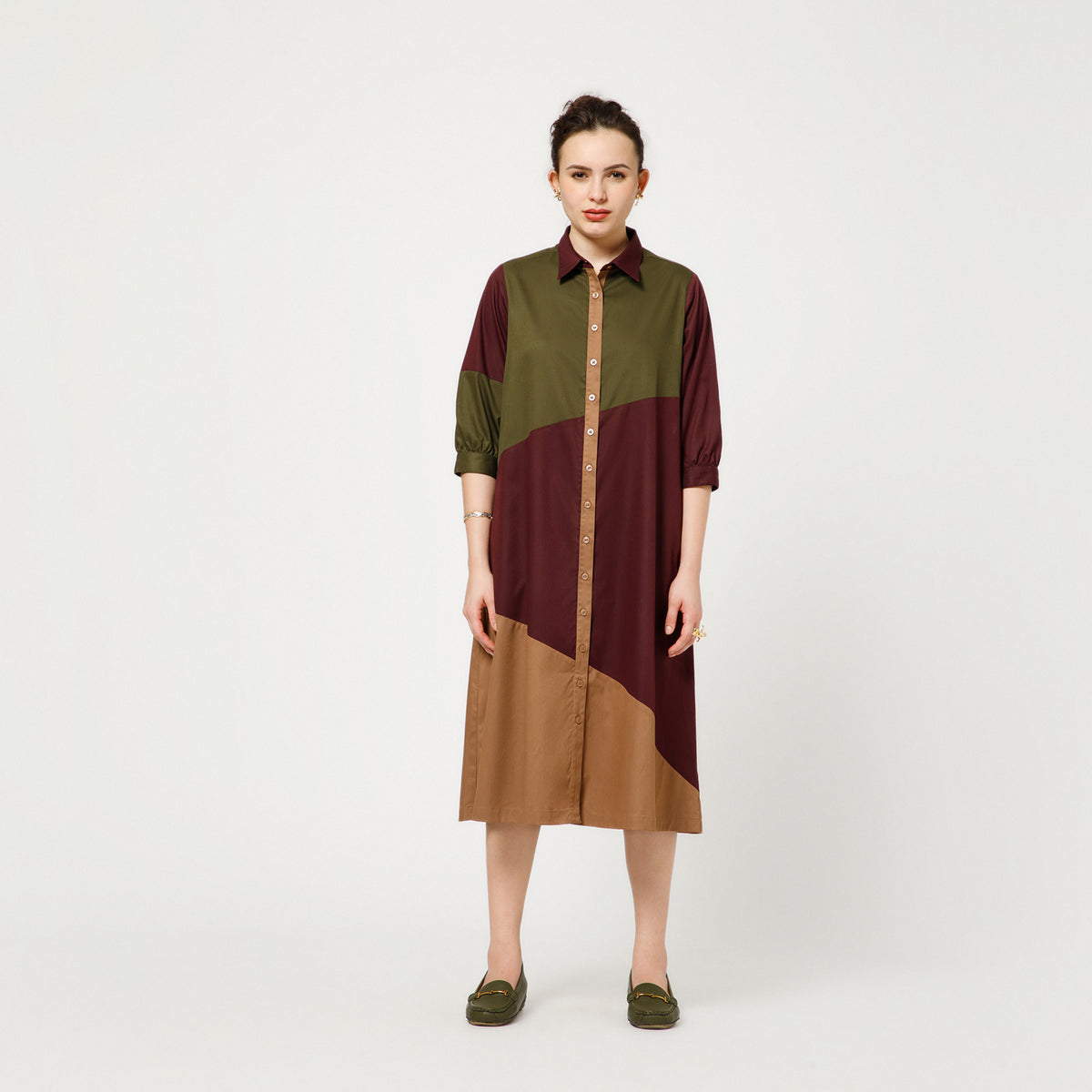 Multi Colour Cotton Blend A-Line Dress